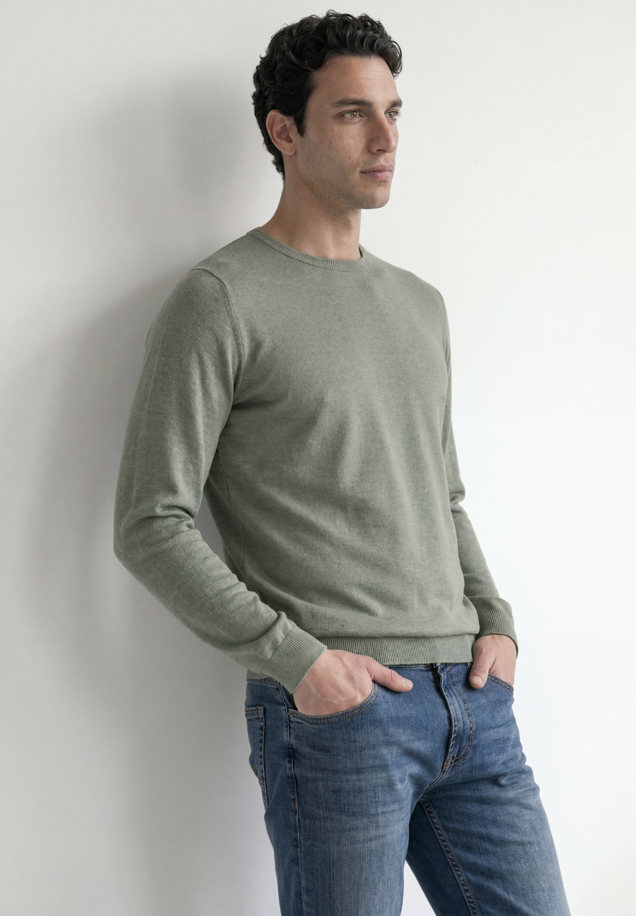 STREET ONE MEN Rundhalspullover aus reiner Baumwolle