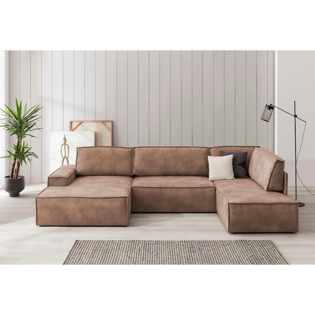 Home affaire Wohnlandschaft »SHERWOOD XXL 329 cm Schlafsofa, U-Form«