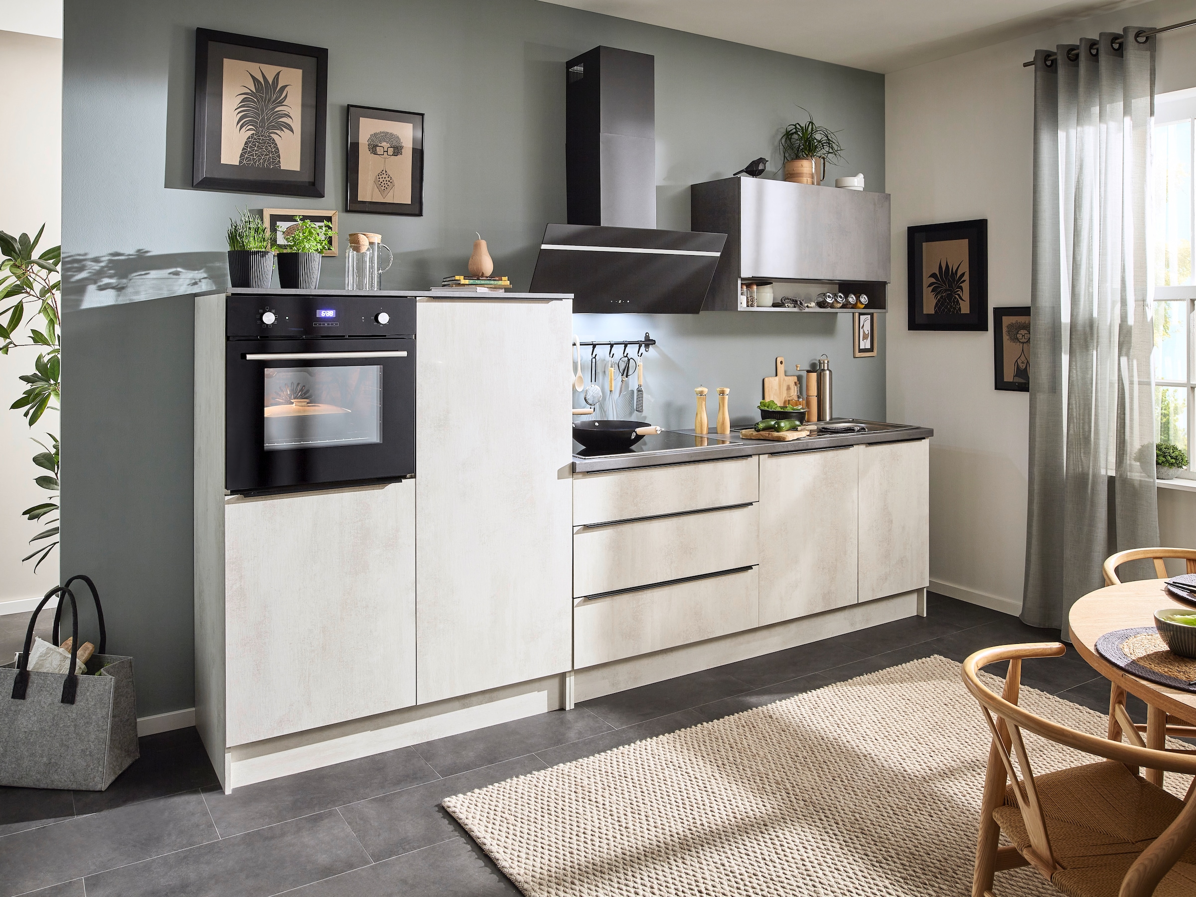 BASIC by Balculina Küchenzeile »Boston«, Breite 200 + 123 cm, wahlweise mit E-Geräten