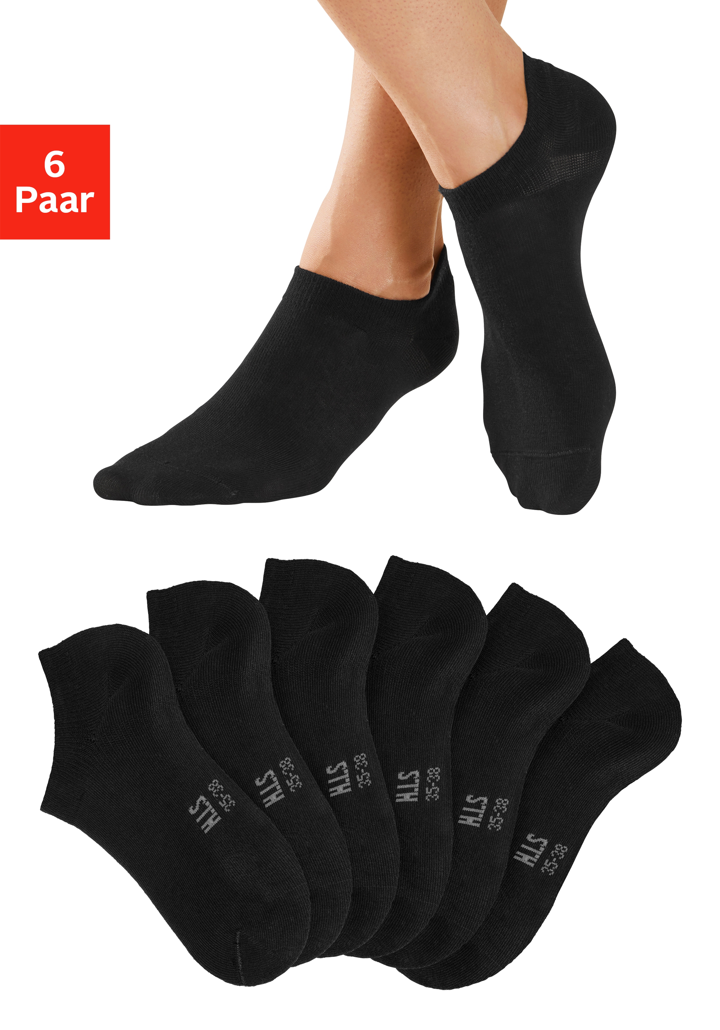 H.I.S Sneakersocken "Damen Herren Unsichtbare Sneaker Socken, Loafer Socken" Packung, 6 Stk. tlg. mit besonders kurzem Schaft