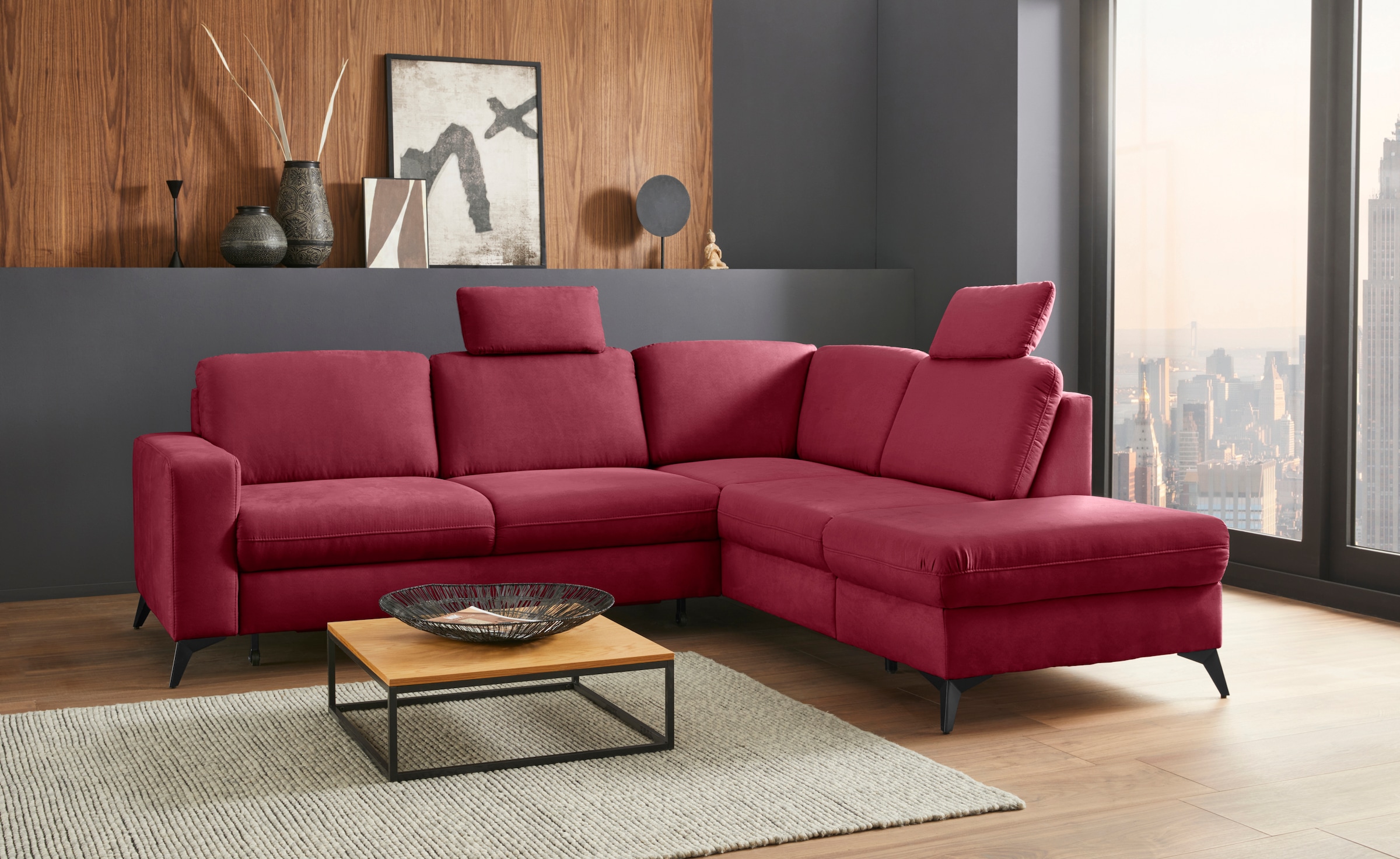 Home affaire Ecksofa "Lolland L-Form" Wahlweise mit Schlaffunktion und Stauraum, auch mit abwischbarem Bezug