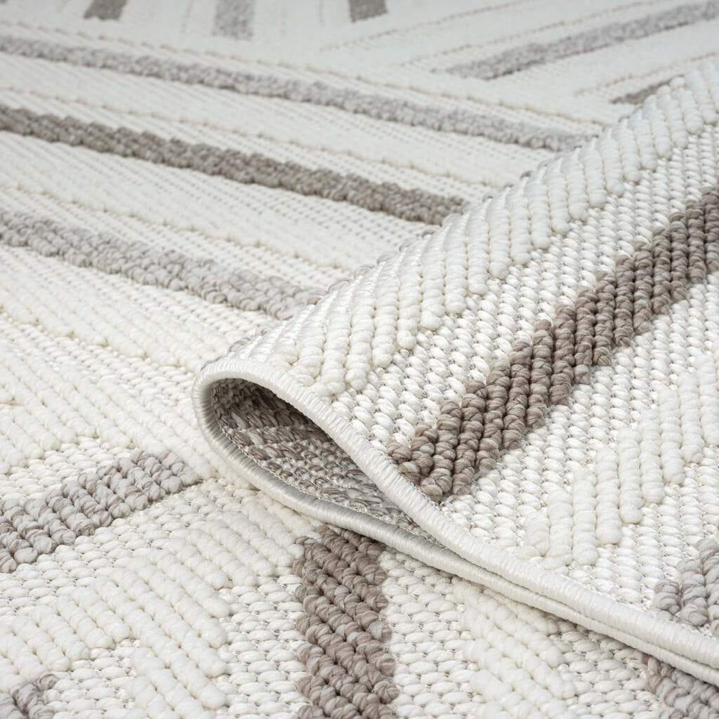 Carpet City Teppich »LINDO 7590«, rechteckig, Kurzflor, Hochtief-Muster/ 3D-Effekt, Fransen, Boho-Stil, Wohnzimmer