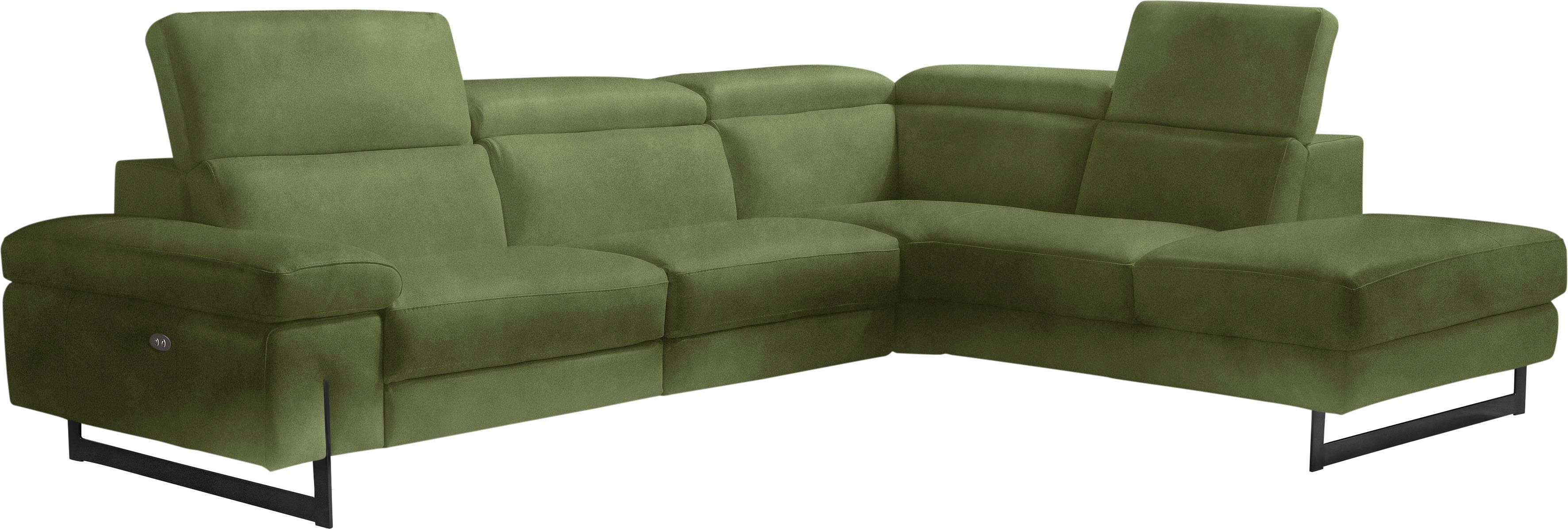 Egoitaliano Ecksofa "Candice, elegant, edel und bequem, erstklassiger Sitzkomfort, L-Form" inkl. 2 elektrischer Relaxfunktionen, Bedienung über Taste an Armlehne