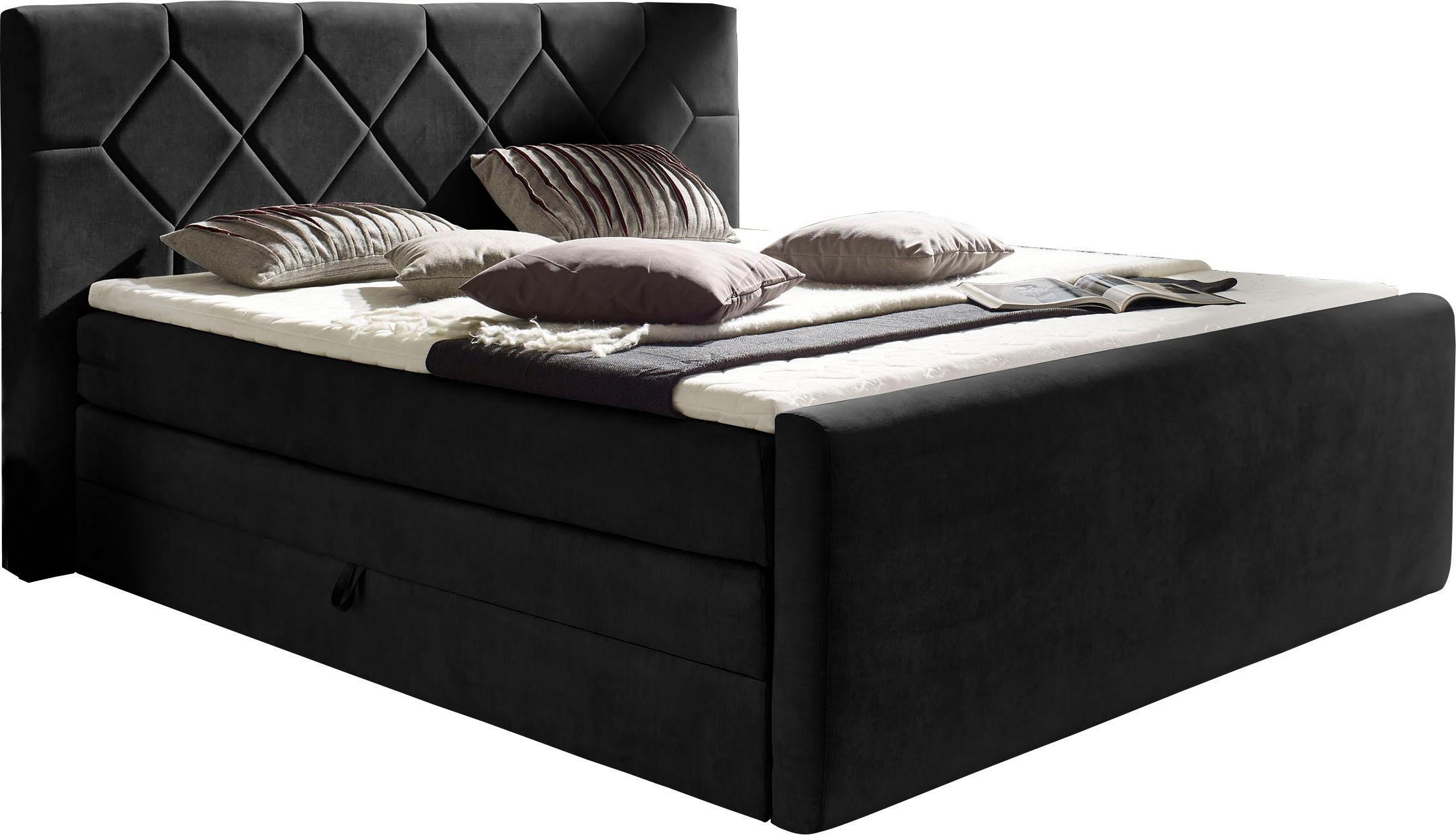Home affaire Boxspringbett "Atlanta" inklusive Topper und Bettkasten günstig online kaufen