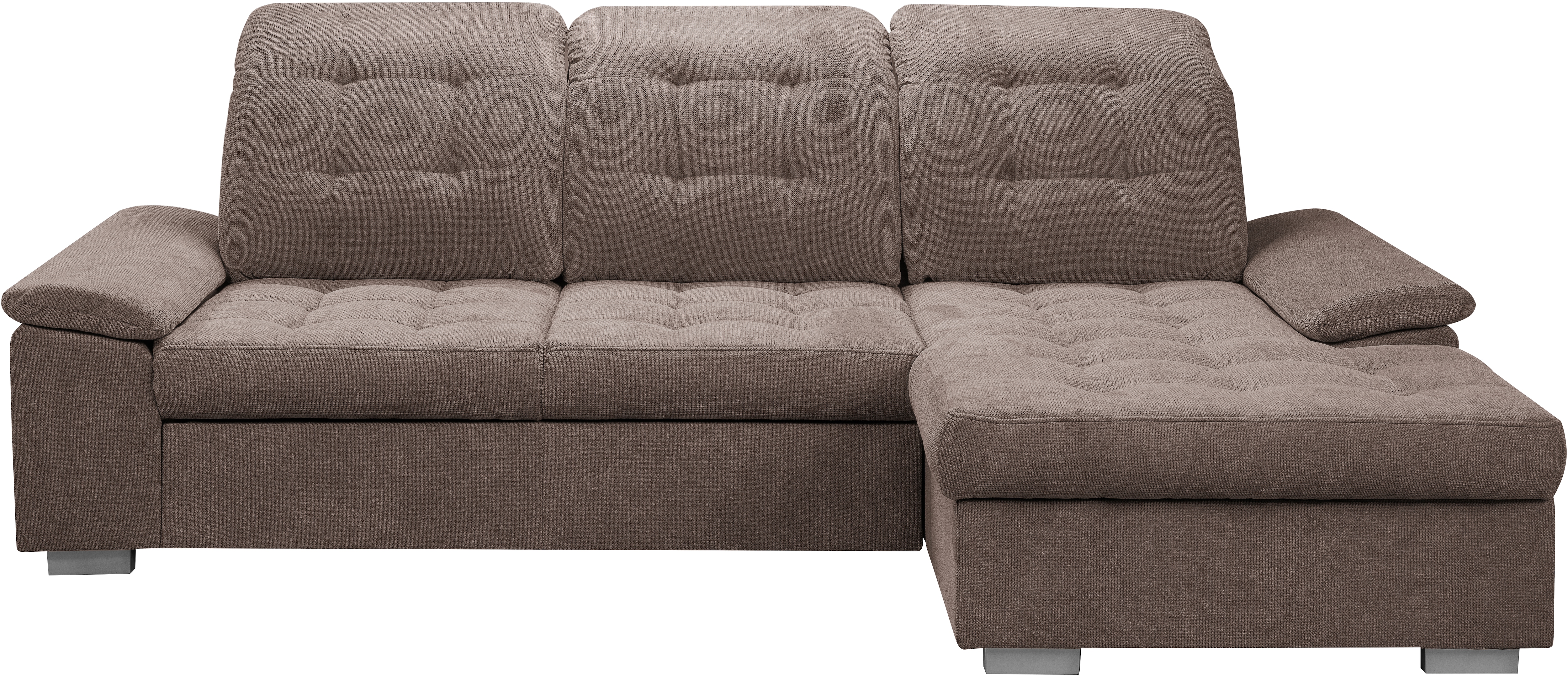 WERK2 Ecksofa "Carmen 264 cm breit L-Form Sofa Schlaffunktion Kopfstützen verstellbar" Schlafcouch mit Bettkasten, Eckcouch wahlw. mit Sitztiefenverstellung