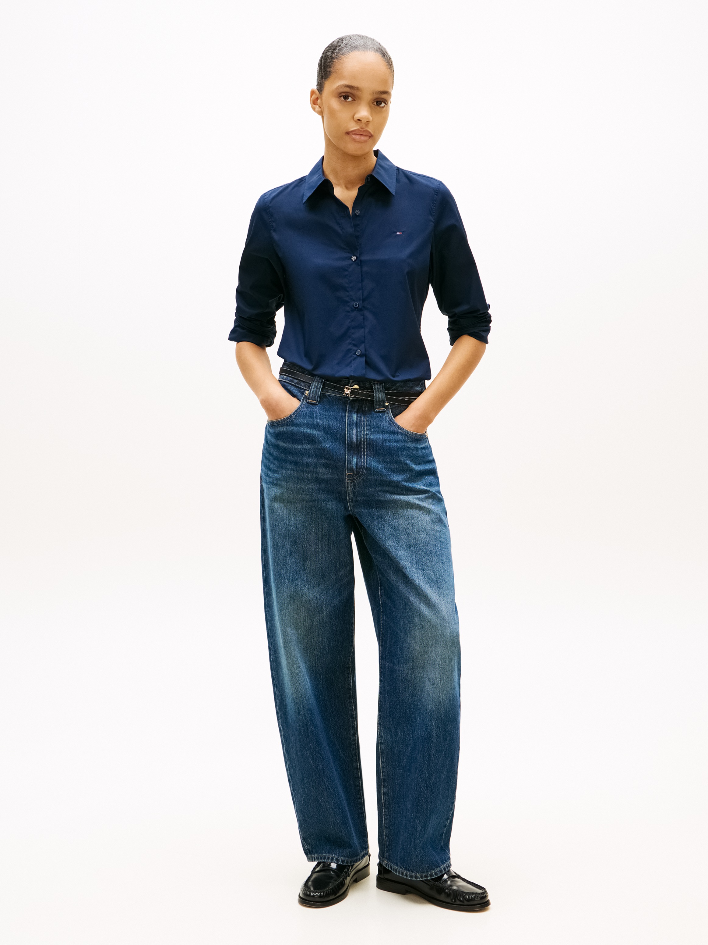 Thumbnail - Tommy Hilfiger Hemdbluse "STRETCH REGULAR LS SHIRT" mit gesticktem Tommy Hilfiger Logo