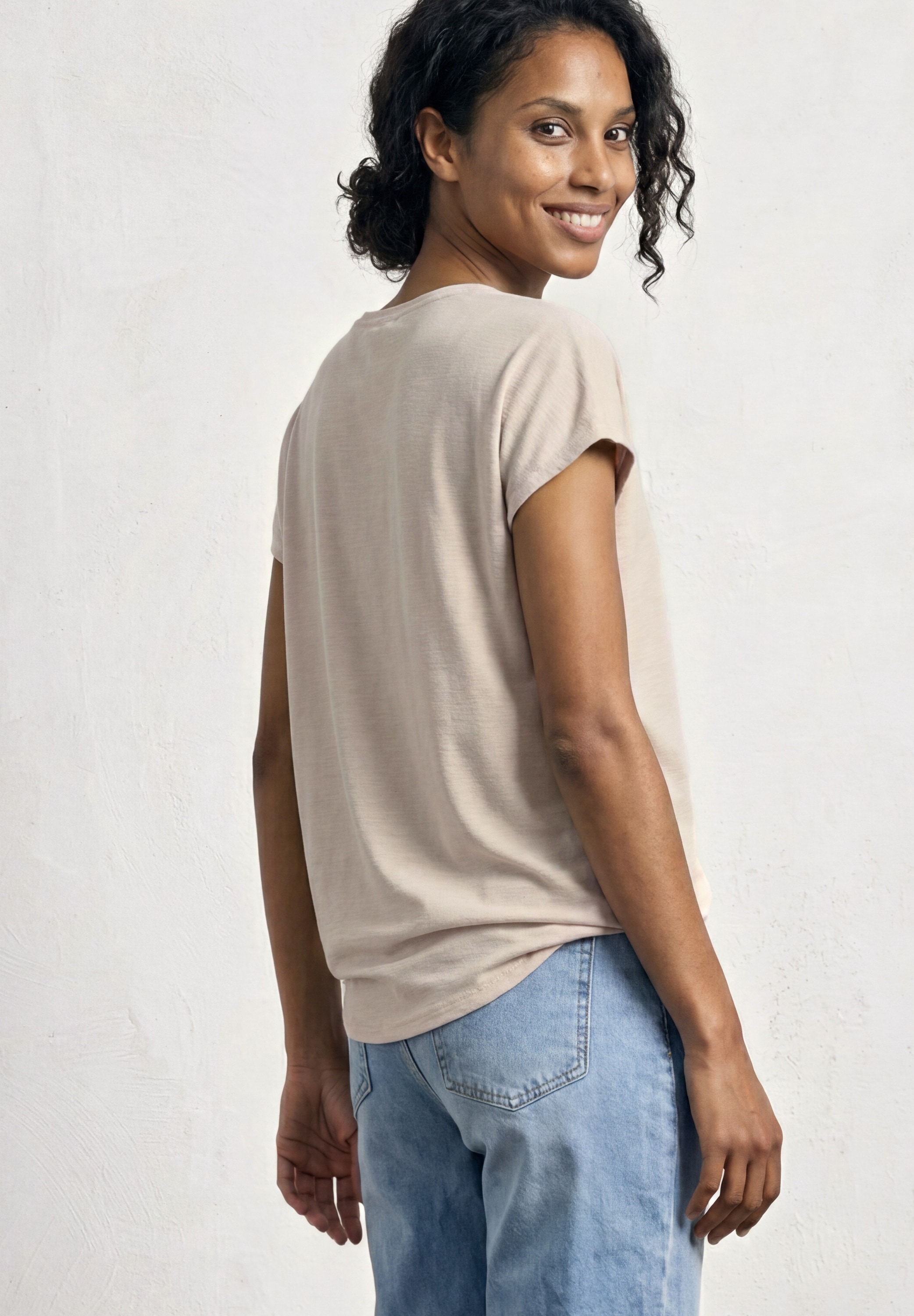 STREET ONE T-Shirt mit Wasserfallausschnitt
