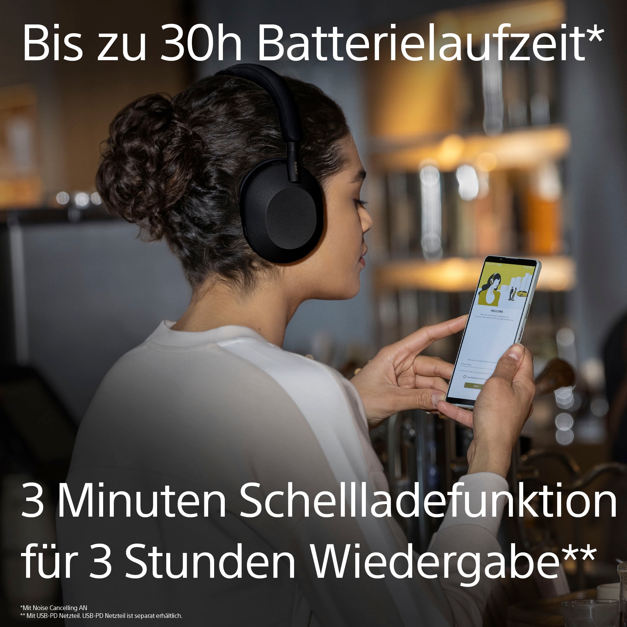 Sony Bluetooth-Kopfhörer »WH1000XM5 kabellos«, A2DP Bluetooth-AVRCP Bluetooth-HFP-HSP-Bluetooth, Multi-Point-Verbindung-Sprachsteuerung-Rauschunterdrückung-Noise-Cancelling-Freisprechfunktion-Hi-Res