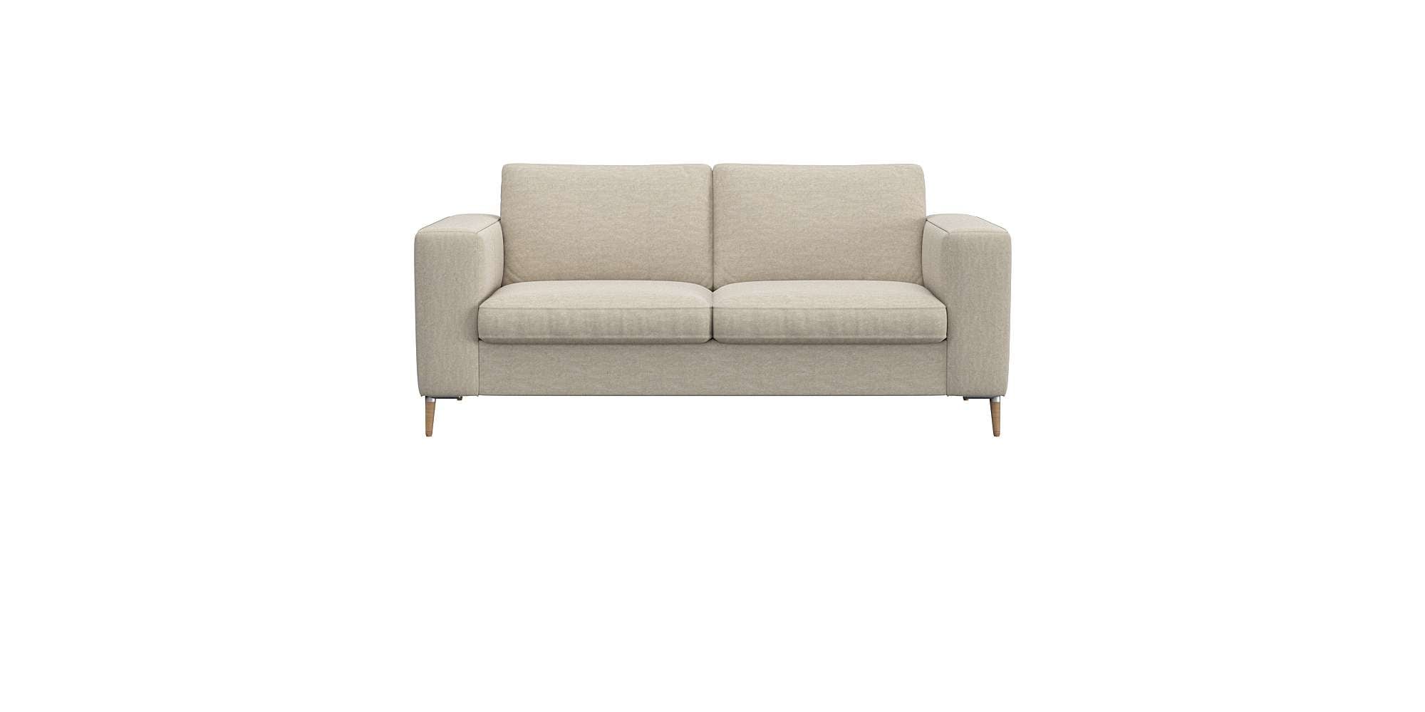 FLEXLUX 2-Sitzer "Fiore Designsofa, bequem und komfortabel durch hochwertigen Sitzaufbau" breite Armlehnen, Kaltschaum, Füße Alu+ Eiche