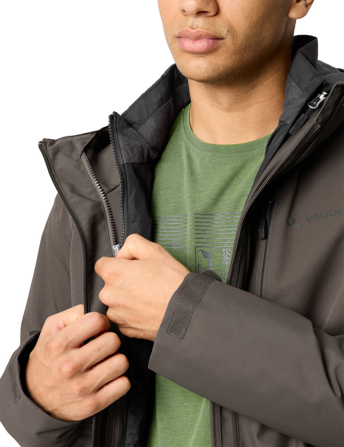 VAUDE 3-in-1-Funktionsjacke winddicht, wasserdicht, atmungsaktiv, wärmend