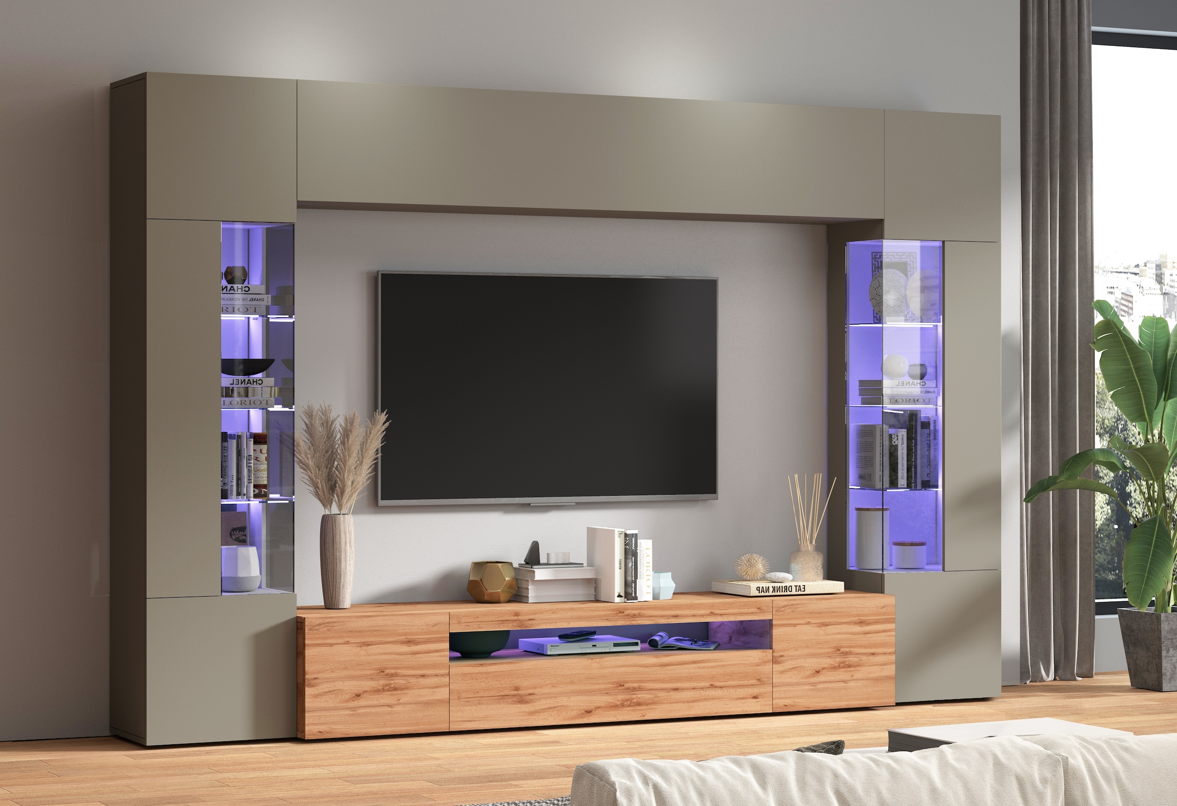 INOSIGN Wohnwand »New Egypt«, (4 St., Breite 290cm), bestehend aus 2 Stauraumvitrinen, 1 Lowboard, 1 Hängeschrank