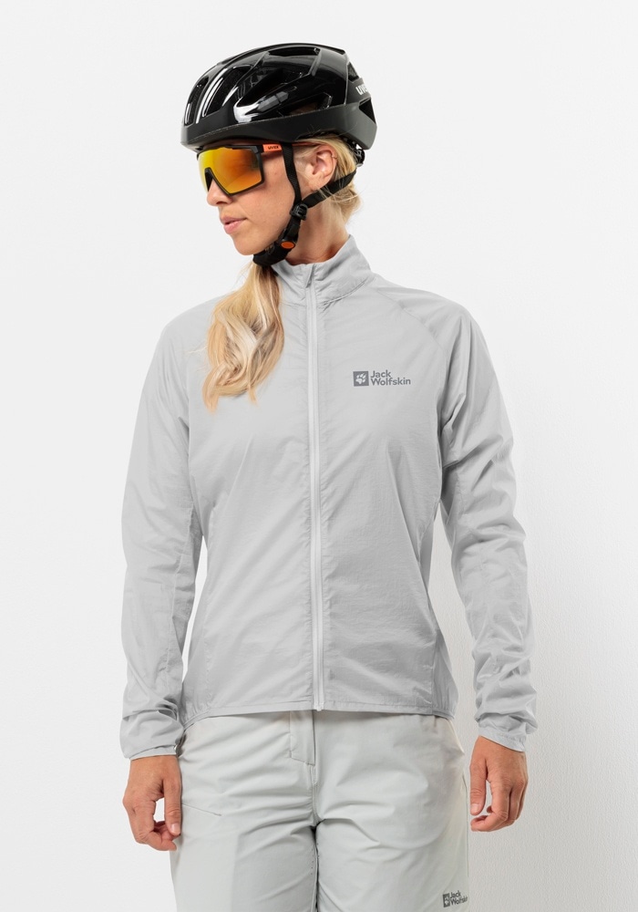 Funktionsjacke JACK WOLFSKIN "GRAVEX WIND JKT W", Damen, Gr. S (36), grau (cool, grau), Obermaterial: 100% Polyamid. Innenmaterial: 100% Polyester, Jacken Funktionsjacke