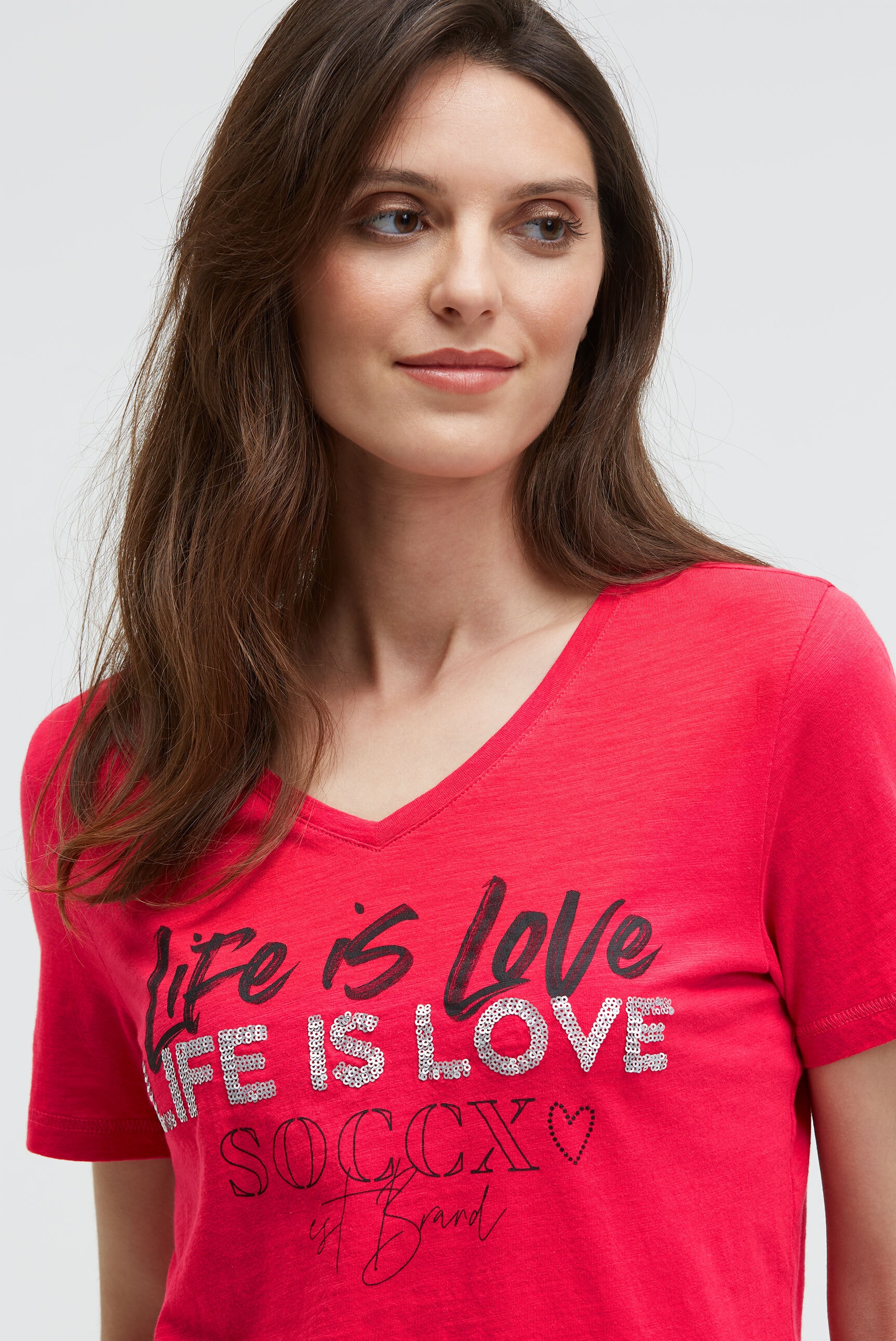 SOCCX V-Shirt aus Baumwolle