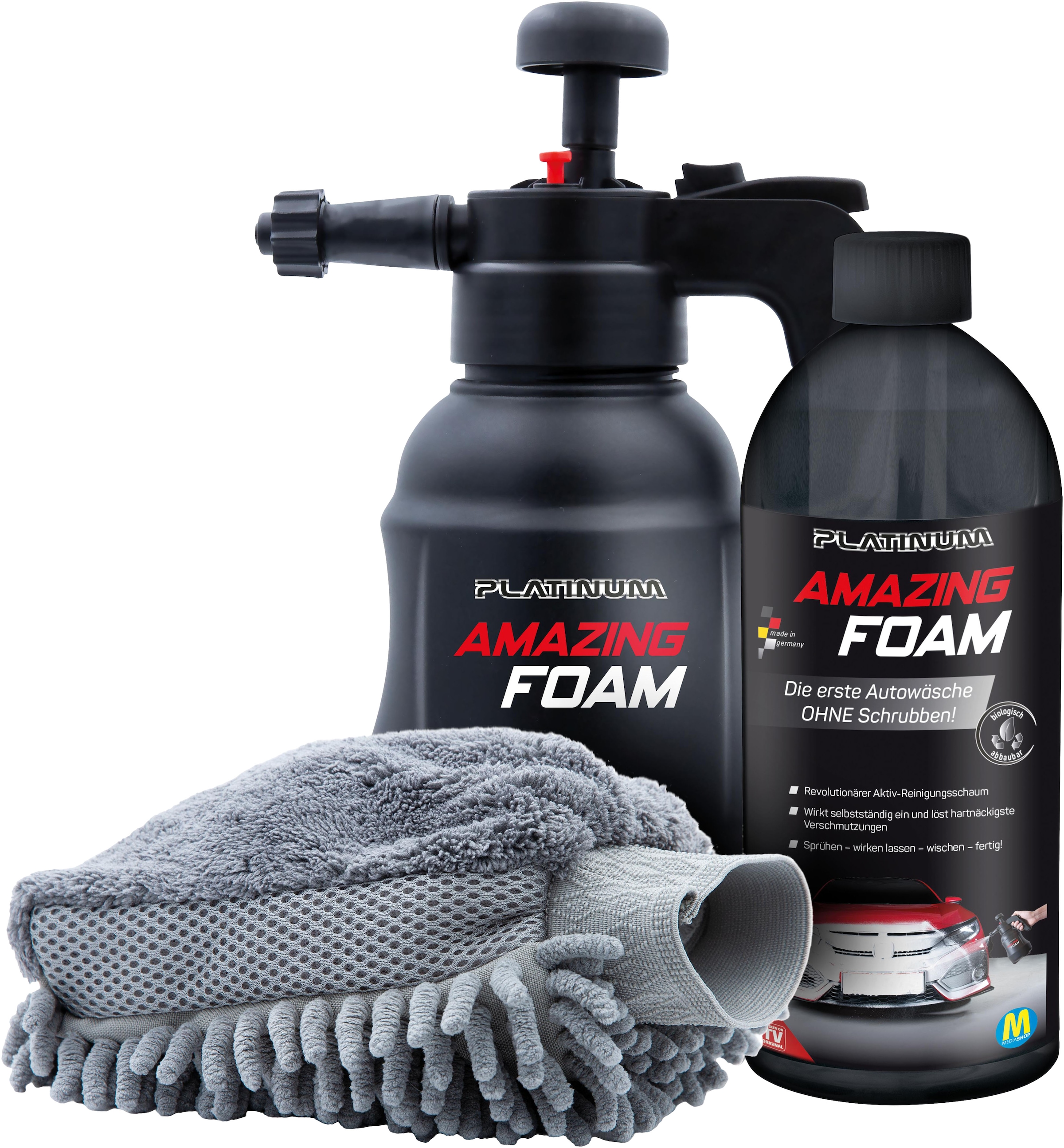 Auto-Reinigungsmittel »Platinum Amazing Foam«, (Set), inkl. Sprühflasche und Handschuh