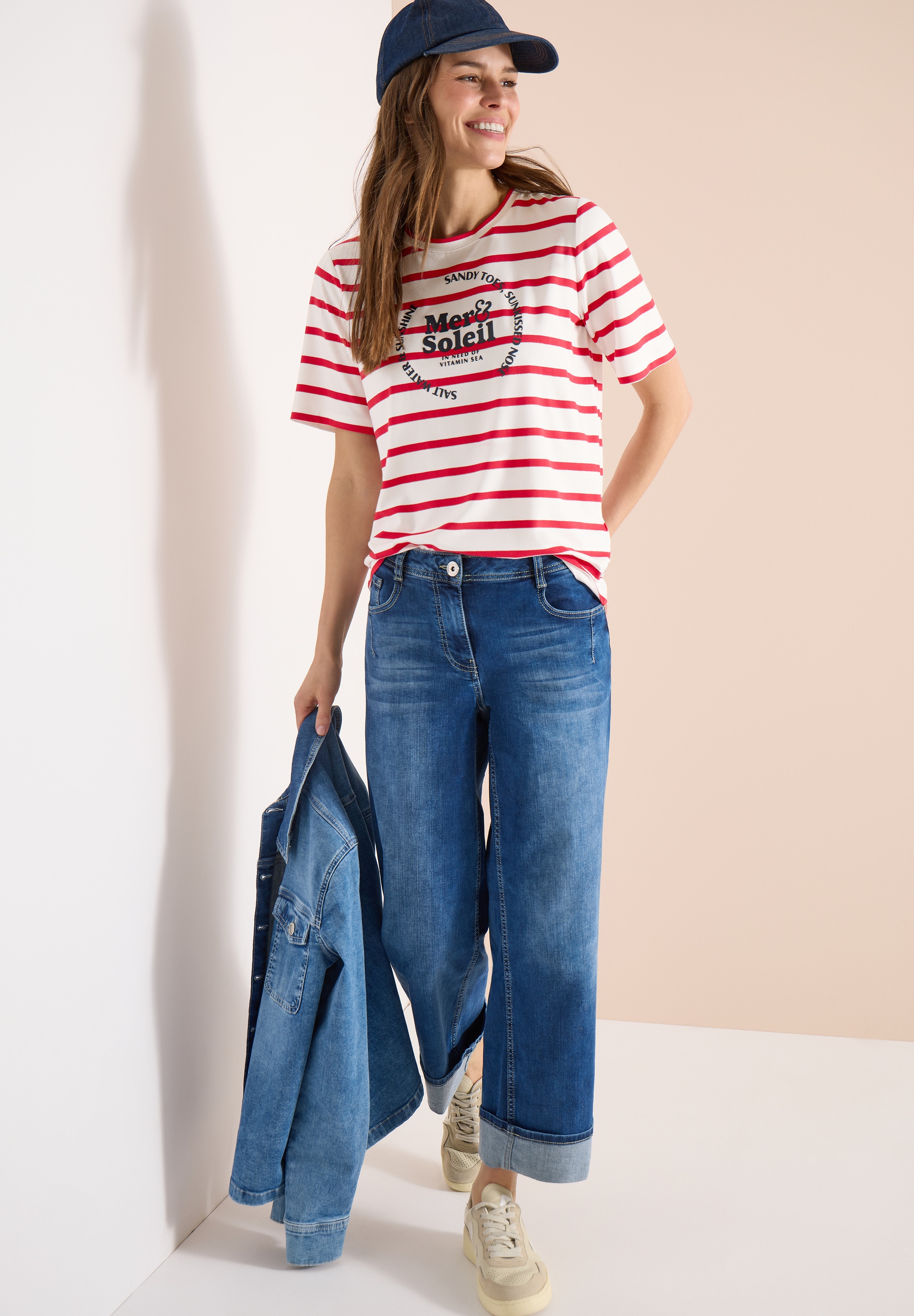 Cecil Rundhalsshirt Jersey günstig online kaufen