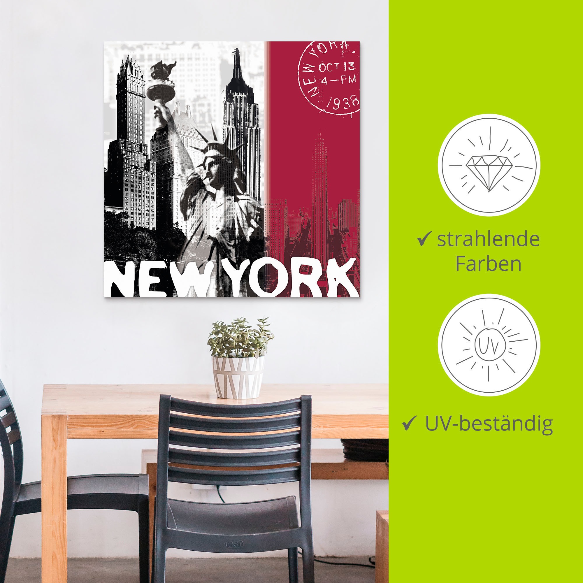 Artland Wandbild »New York«, Gebäude, (1 St.), als Alubild, Outdoorbild, Leinwandbild in verschied. Größen