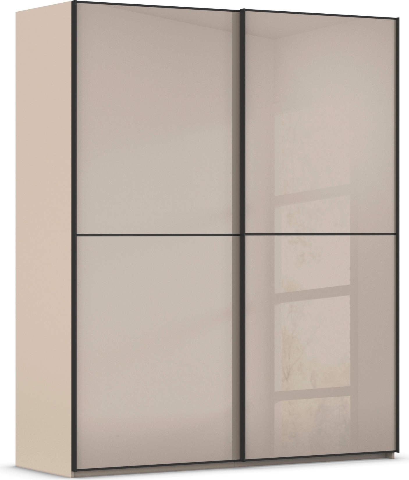 rauch Schwebetürenschrank "Kleiderschrank Schrank Garderobe Schlafzimmerschrank SCALE-DUO" edle zweigeteilte Türen Glas-Front mit 3 Zierleisten MADE IN GERMANY