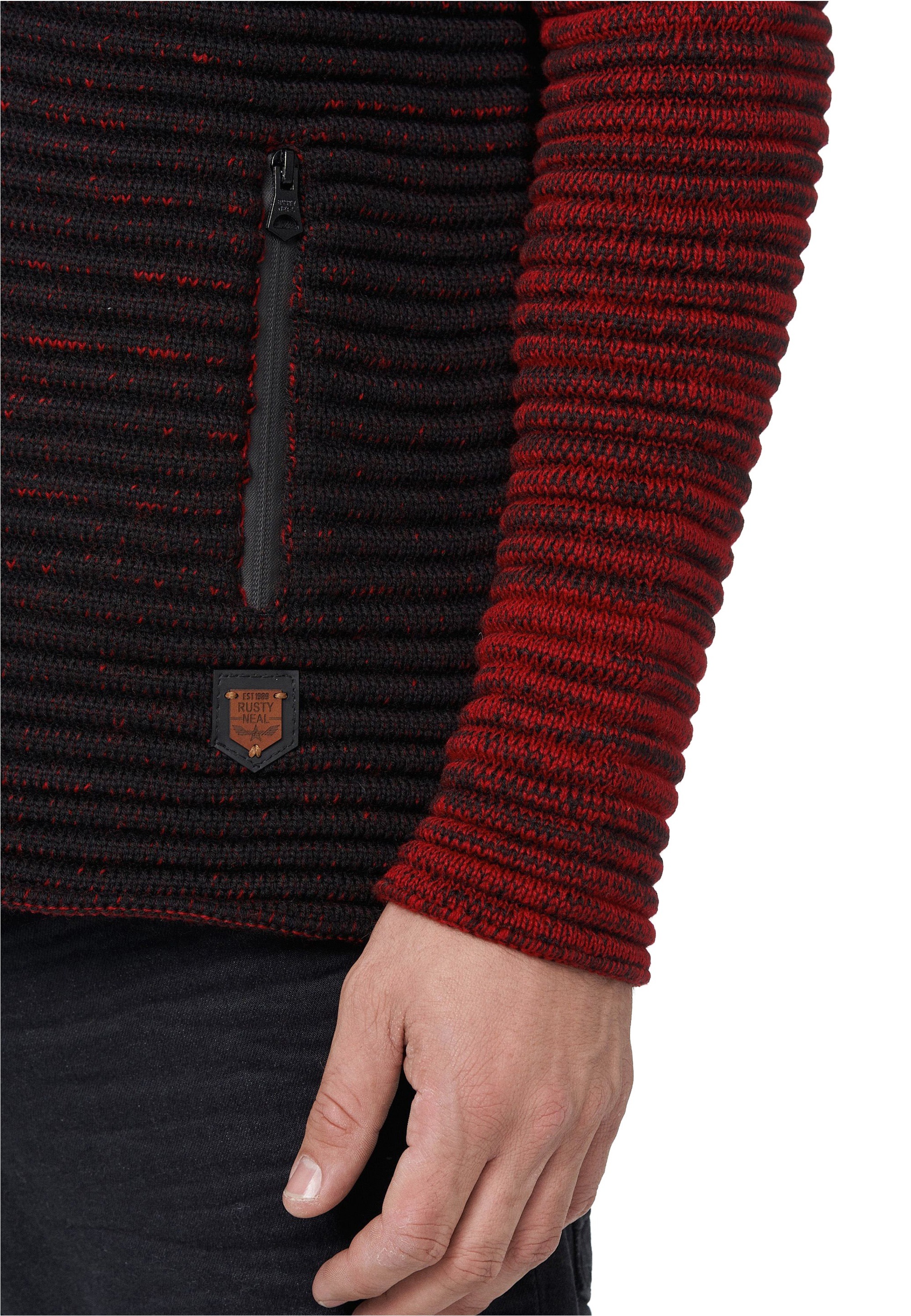 Rusty Neal Strickjacke, mit kuscheliger Kapuze