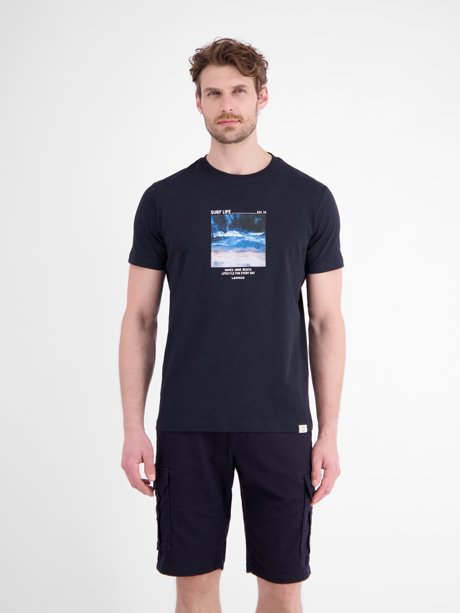 LERROS "Sportliches T-Shirt mit Surfer-Motiv-Print, reine Baumwolle"