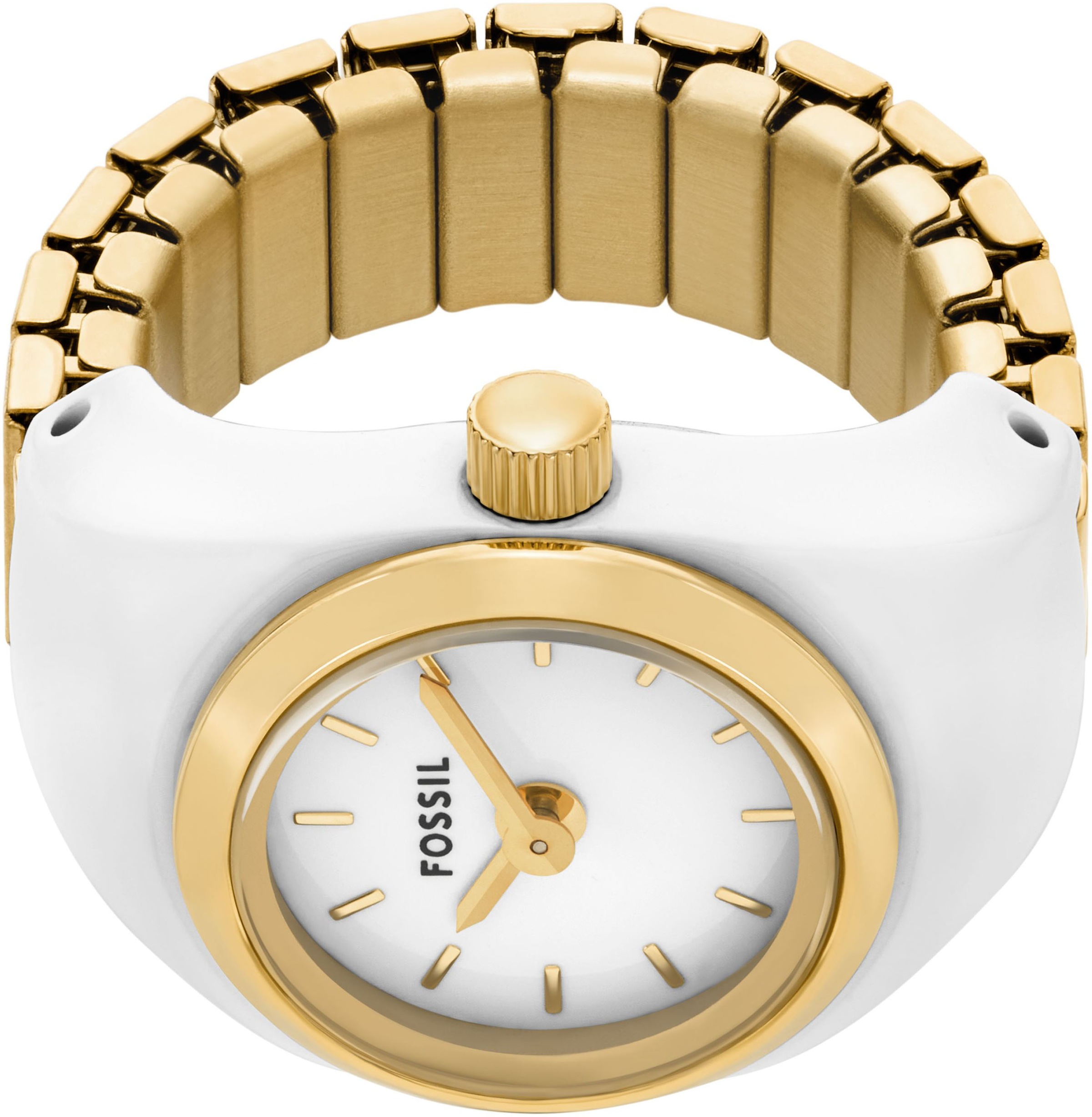 Fossil Uhrenring »WATCH RING«, Armbanduhr, Damenuhr, Edelstahlarmband, analog