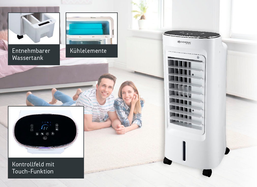 Sonnenkönig Standventilator »Air Fresh 7, Leistung 90/100W, Kühlen-Funktion, Befeuchtungs-Funktion,«, 9h Timer, Fernbedienung, Überhitzungsschutz, 4 Ventilationsstufen