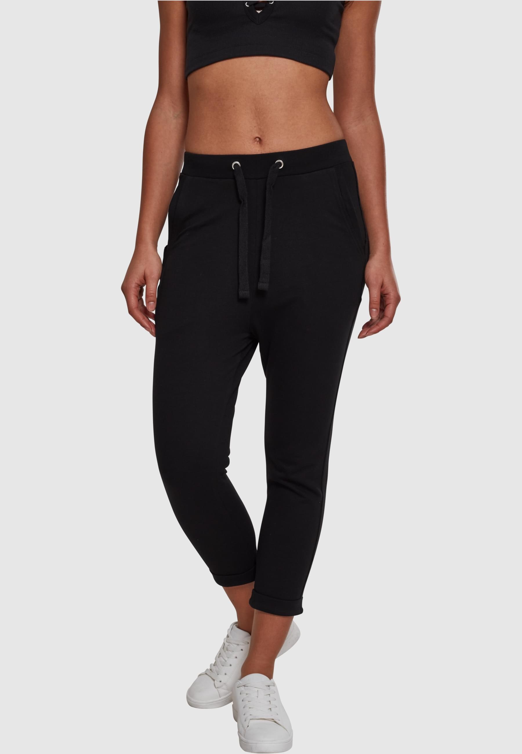 URBAN CLASSICS Stoffhose »Urban Classics Damen Ladies Open Edge Terry Turn Up Pants«, (1 tlg.)