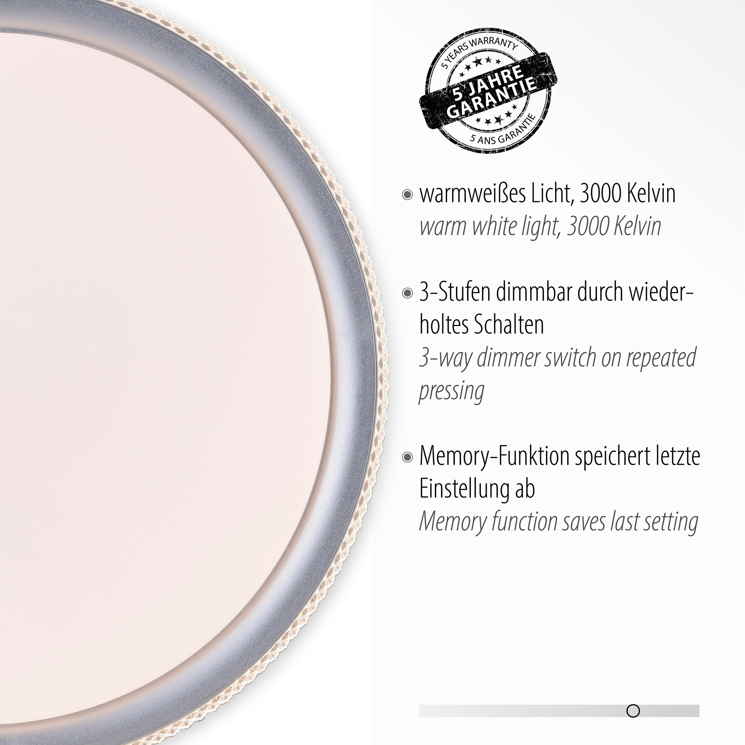 JUST LIGHT Deckenleuchte »KARI«, 1 flammig, Leuchtmittel LED-Board | LED fest integriert, LED, dimmbar, Switchmo, Memory, nach Trennung vom Netz