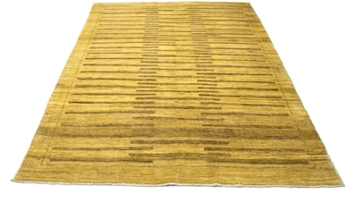 Wollteppich »Ziegler Modern Teppich handgeknüpft gelb«, rechteckig, handgeknüpft