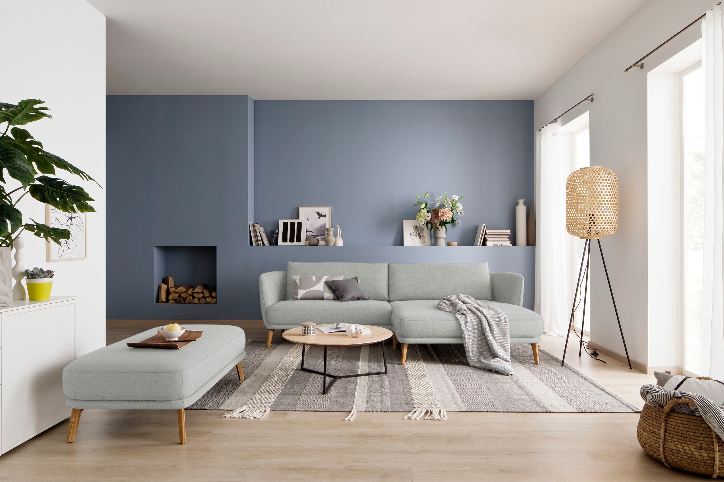SCHÖNER WOHNEN-Kollektion Hocker "Pearl", mit Holzfuß günstig online kaufen
