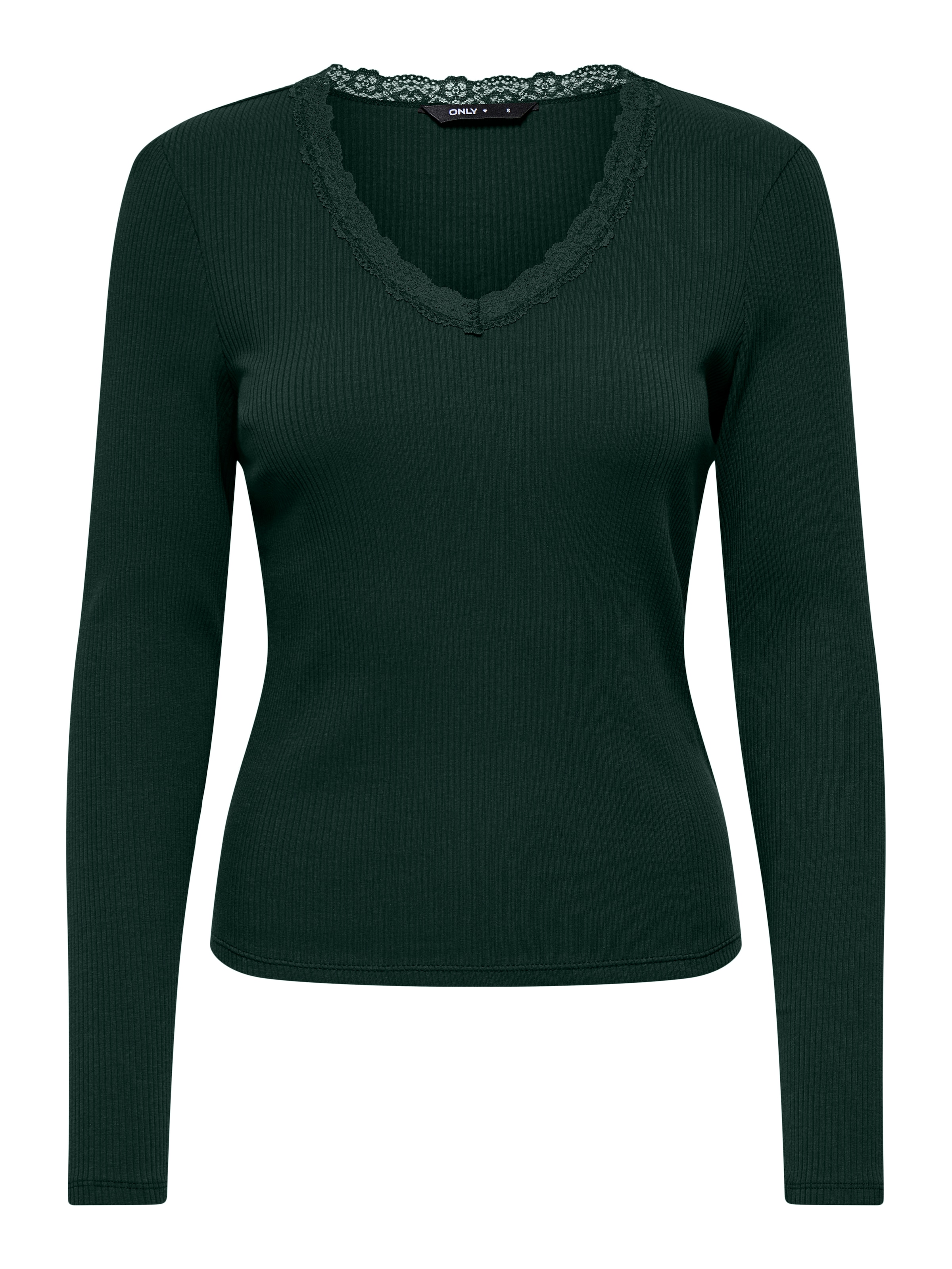 ONLY V-Shirt "ONLSARA SHARAI L/S V-NECK TOP JRS" Baumwollmischung, slim fitregular fit