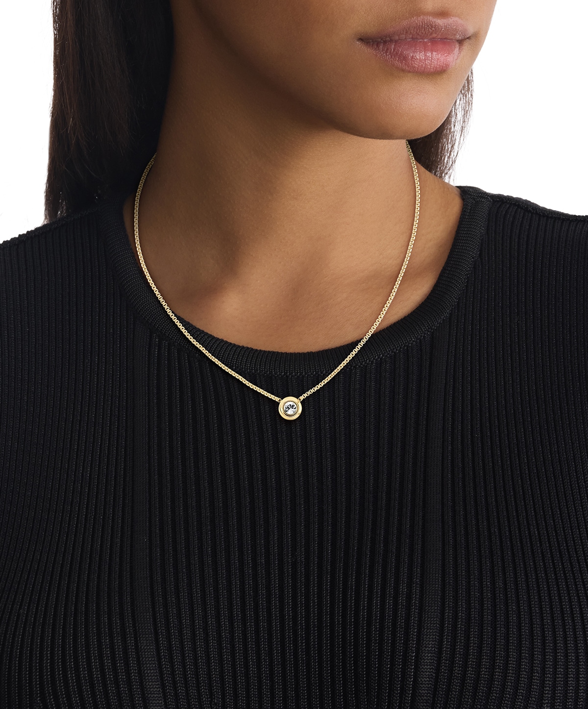 Calvin Klein Kette mit Anhänger »TWISTED BEZEL SOLITAIRE«, mit Preciosa Crystal