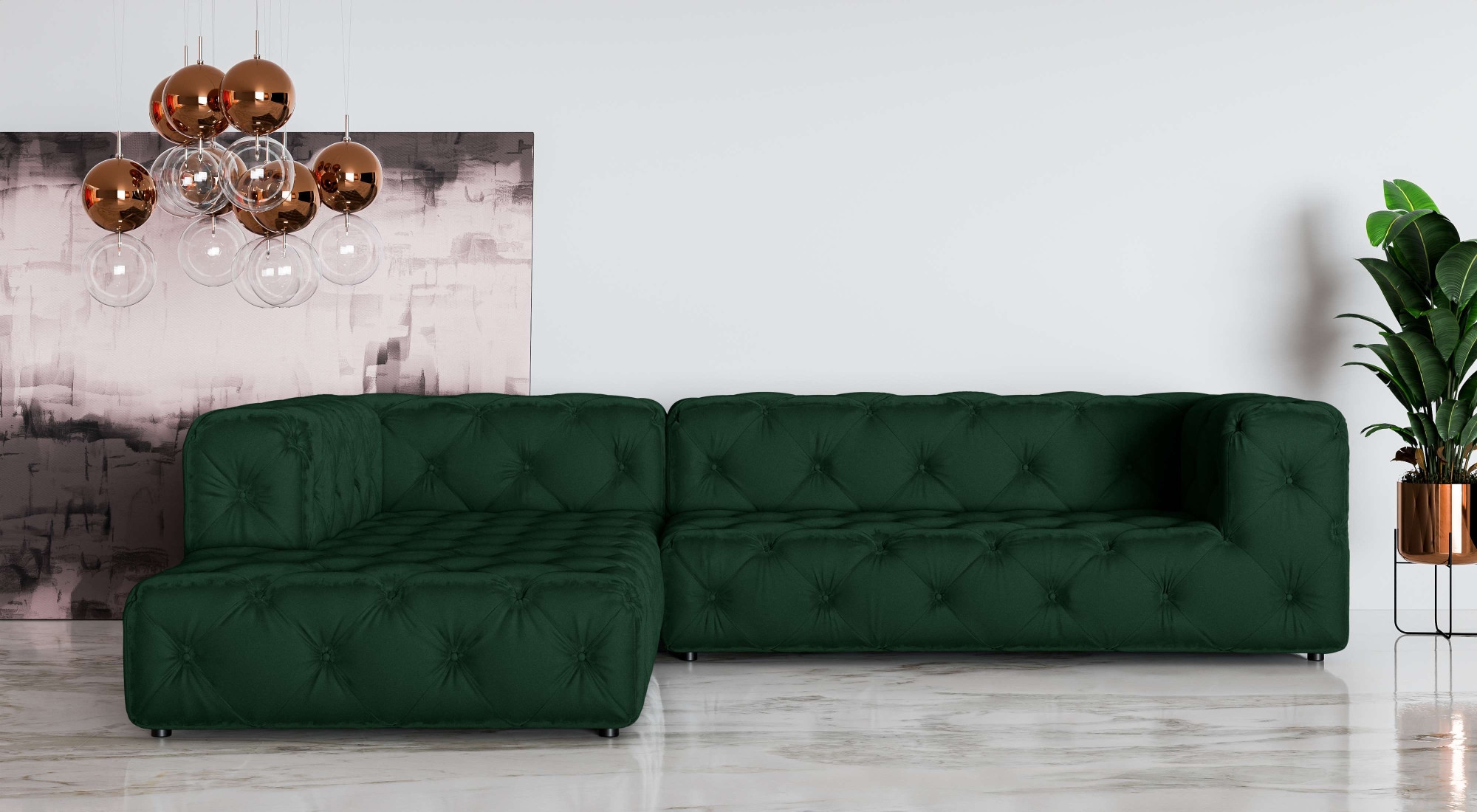 Places of Style Ecksofa »FOLLINA«, L-Form, mit klassischer Chesterfield-Knopfheftung