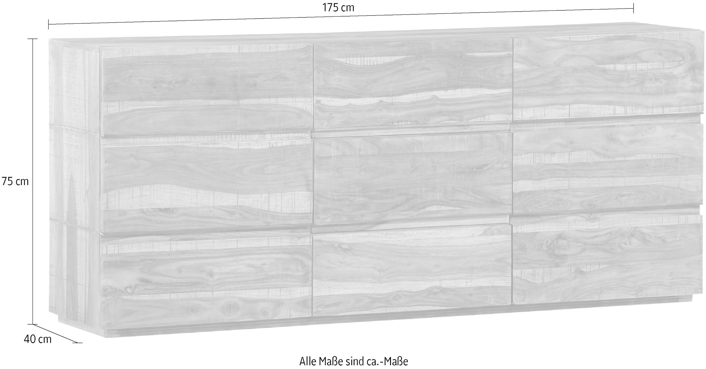 Gutmann Factory Sideboard, Kommode aus Massivholz, Breite 175 cm günstig online kaufen