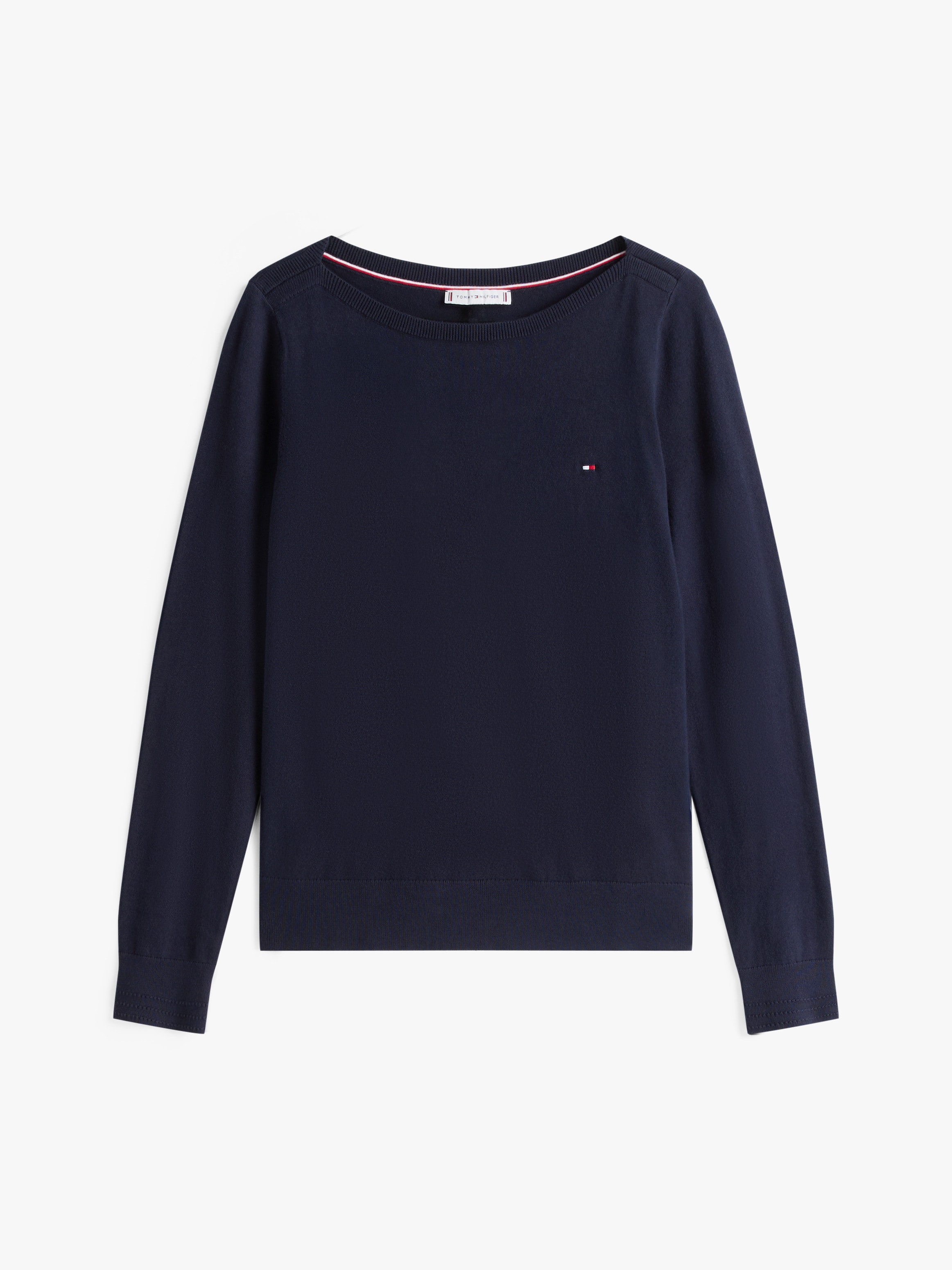Tommy Hilfiger Strickpullover »CO JERSEY STITCH V-NK SWEATER«, mit Tommy Hilfiger Logo-Flag