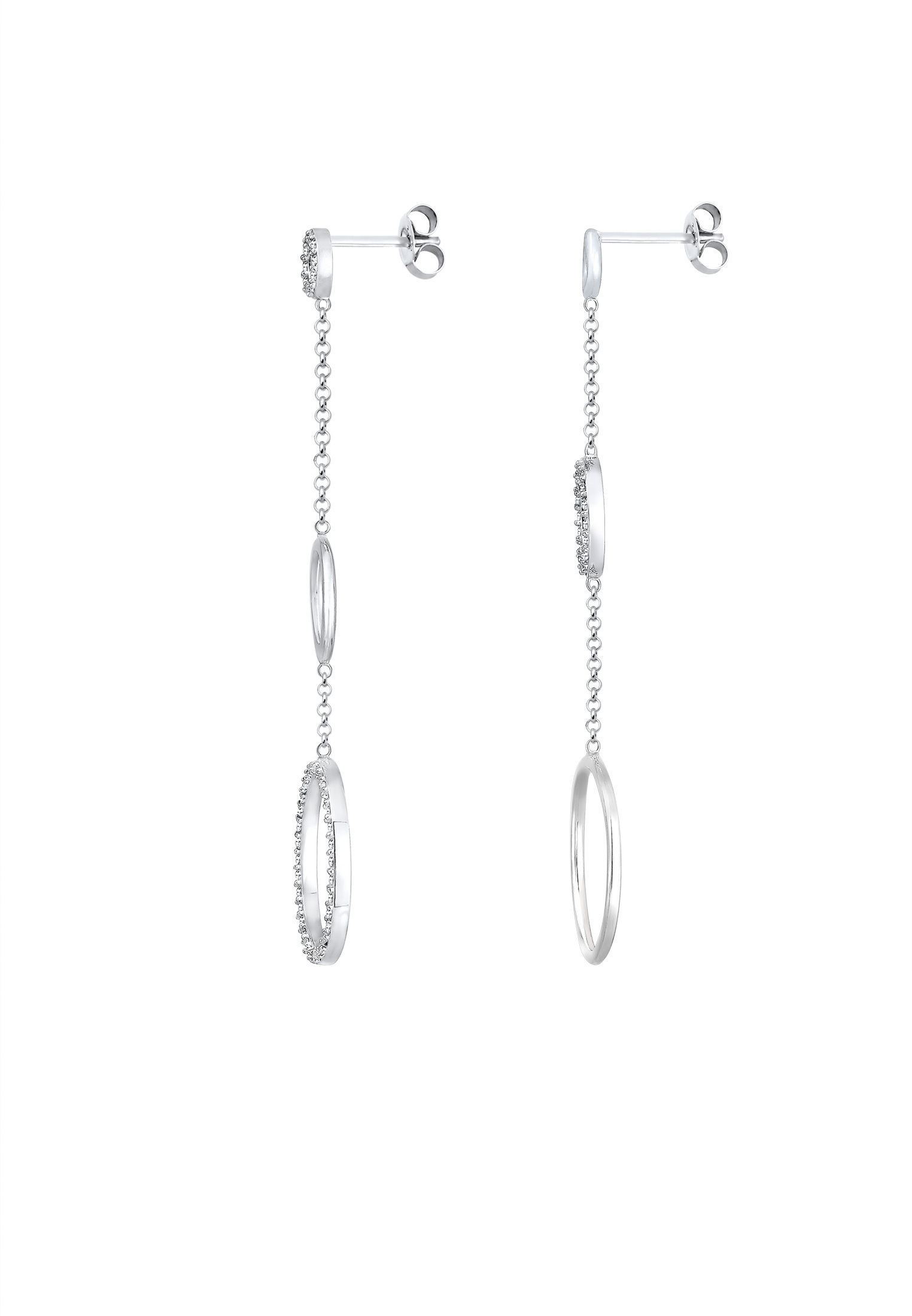 Elli Premium Paar Ohrhänger »Ohrhänger lang Kreis Glas Kristalle Weiß 925 Sterling Silver«