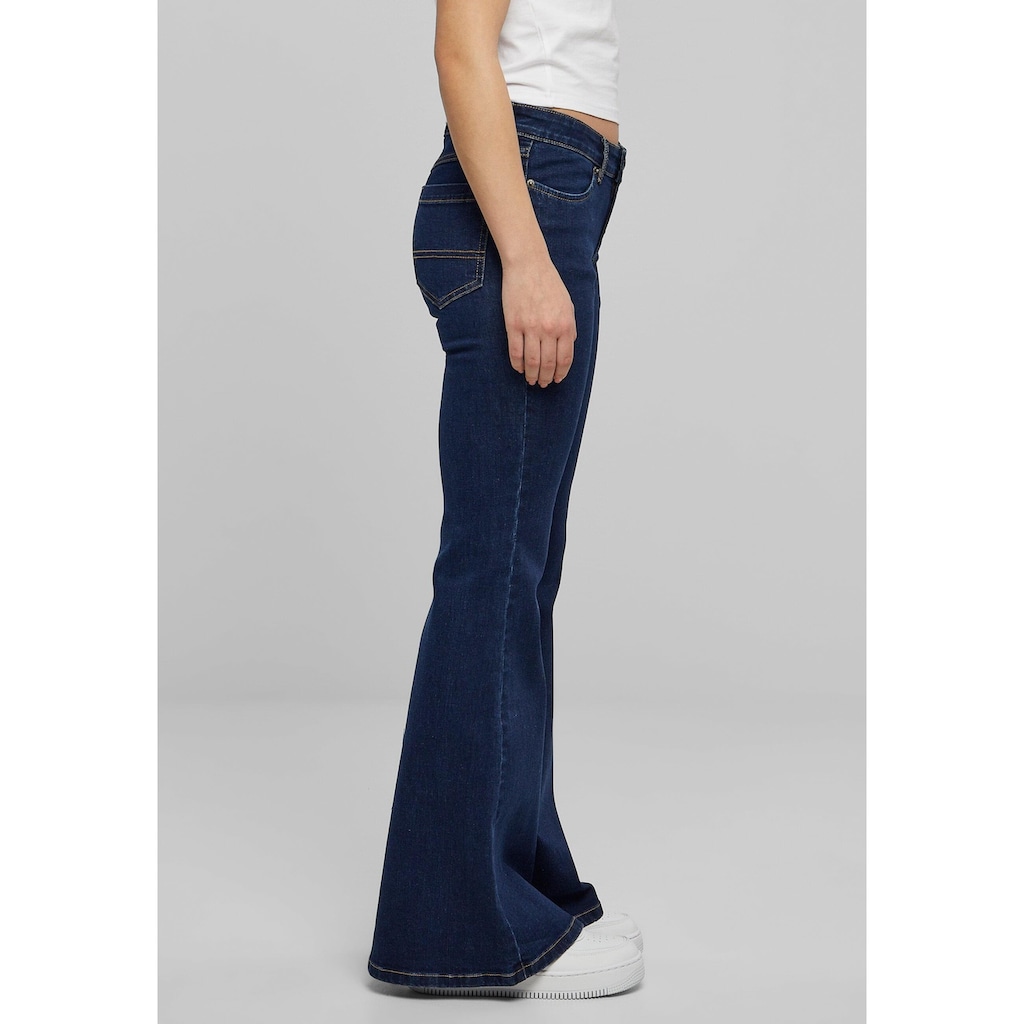 URBAN CLASSICS Bequeme Jeans »Urban Classics Damen Ladies Organic Low Waist Flared Denim«