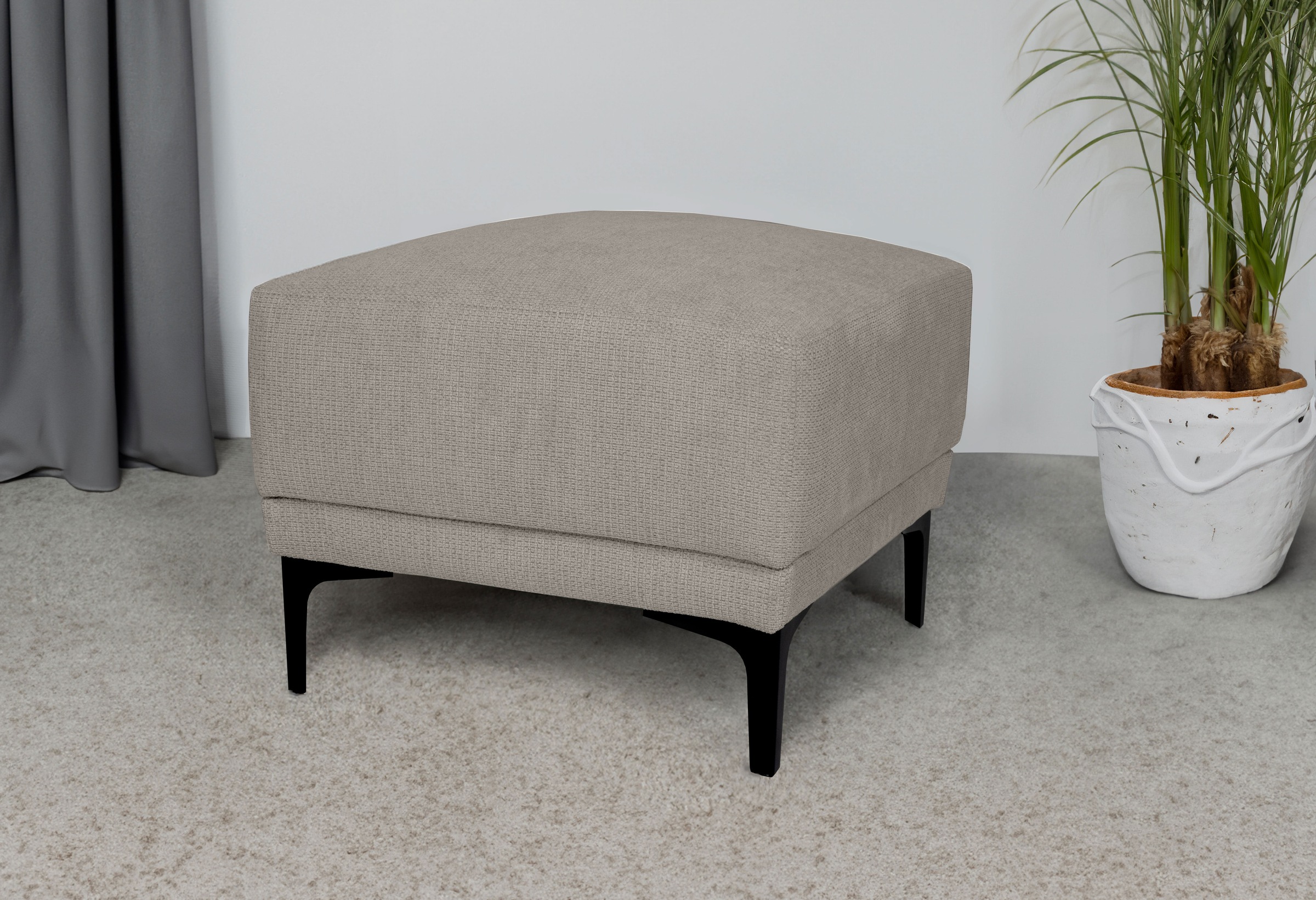 OTTO home Polsterhocker "Xander" Breite 58 cm, Soft-Touch Chenille, schwarz günstig online kaufen