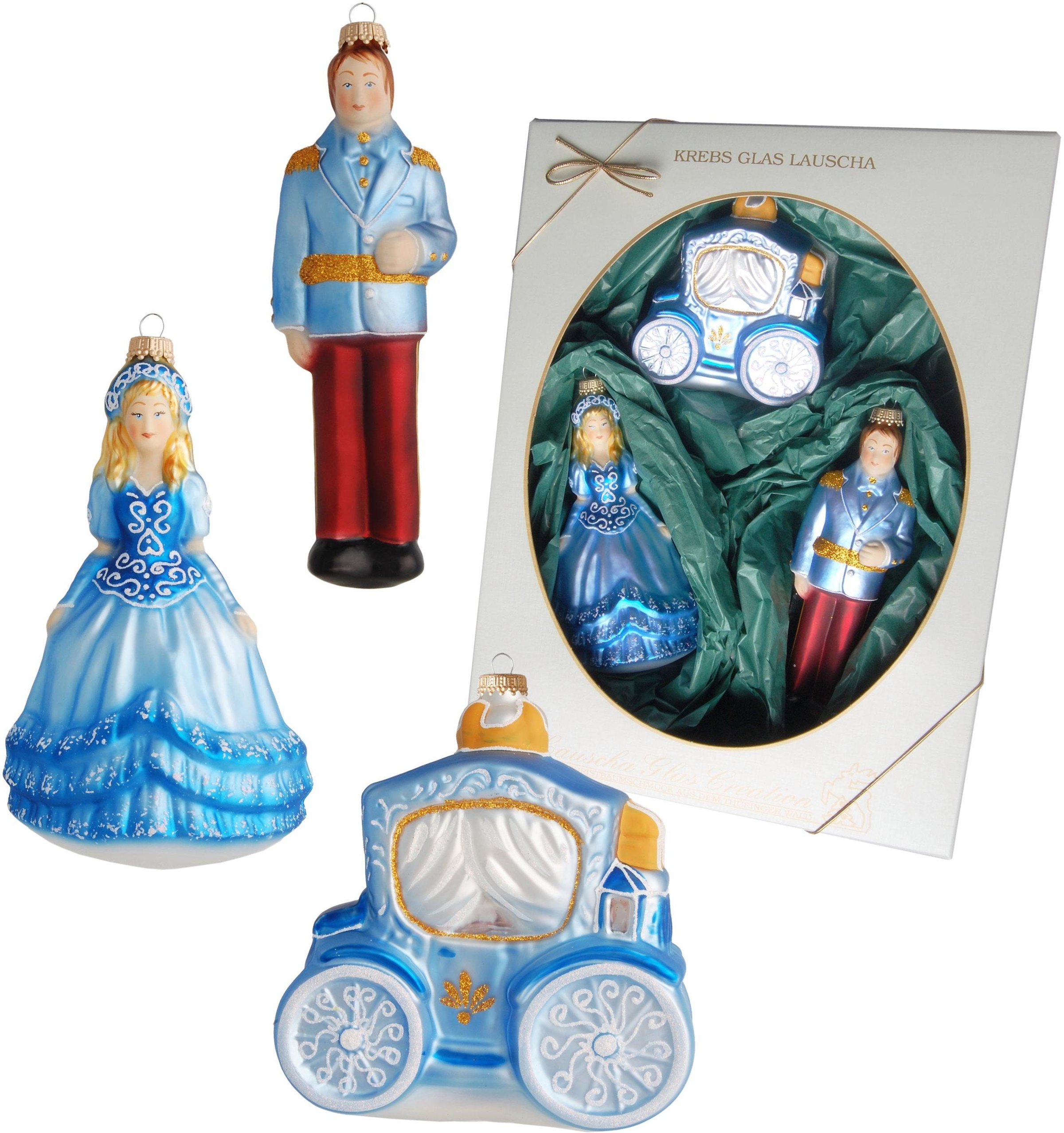 Krebs Glas Lauscha Christbaumschmuck »Cinderella, Weihnachtsdeko,  Christbaumschmuck«, (Set, 3 tlg.), mundgeblasen kaufen | BAUR | Weihnachtskugeln