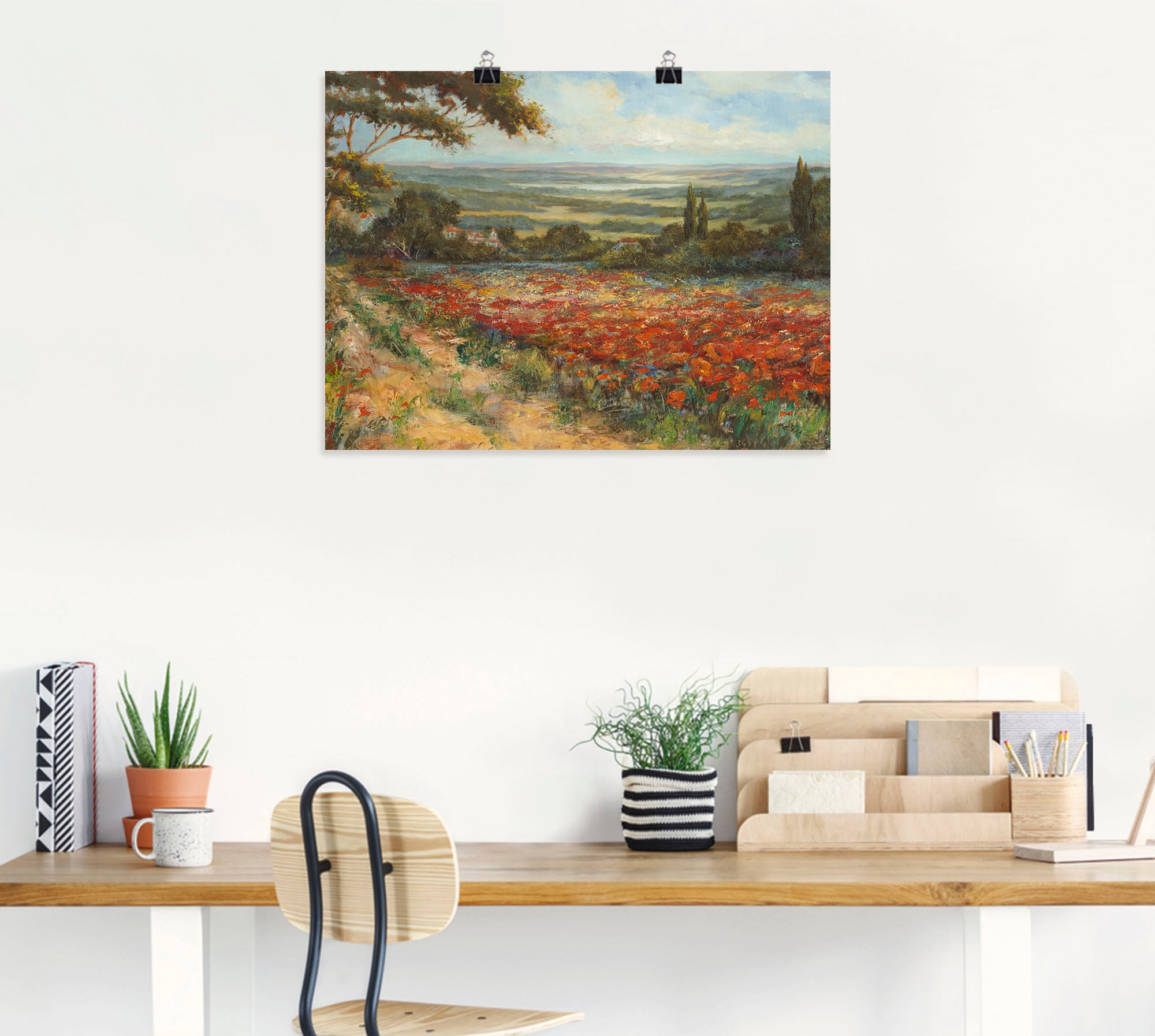 Artland Wandbild »Weg am Mohnfeld«, Wiesen & Bäume, (1 St.), als Leinwandbild, Poster in verschied. Größen