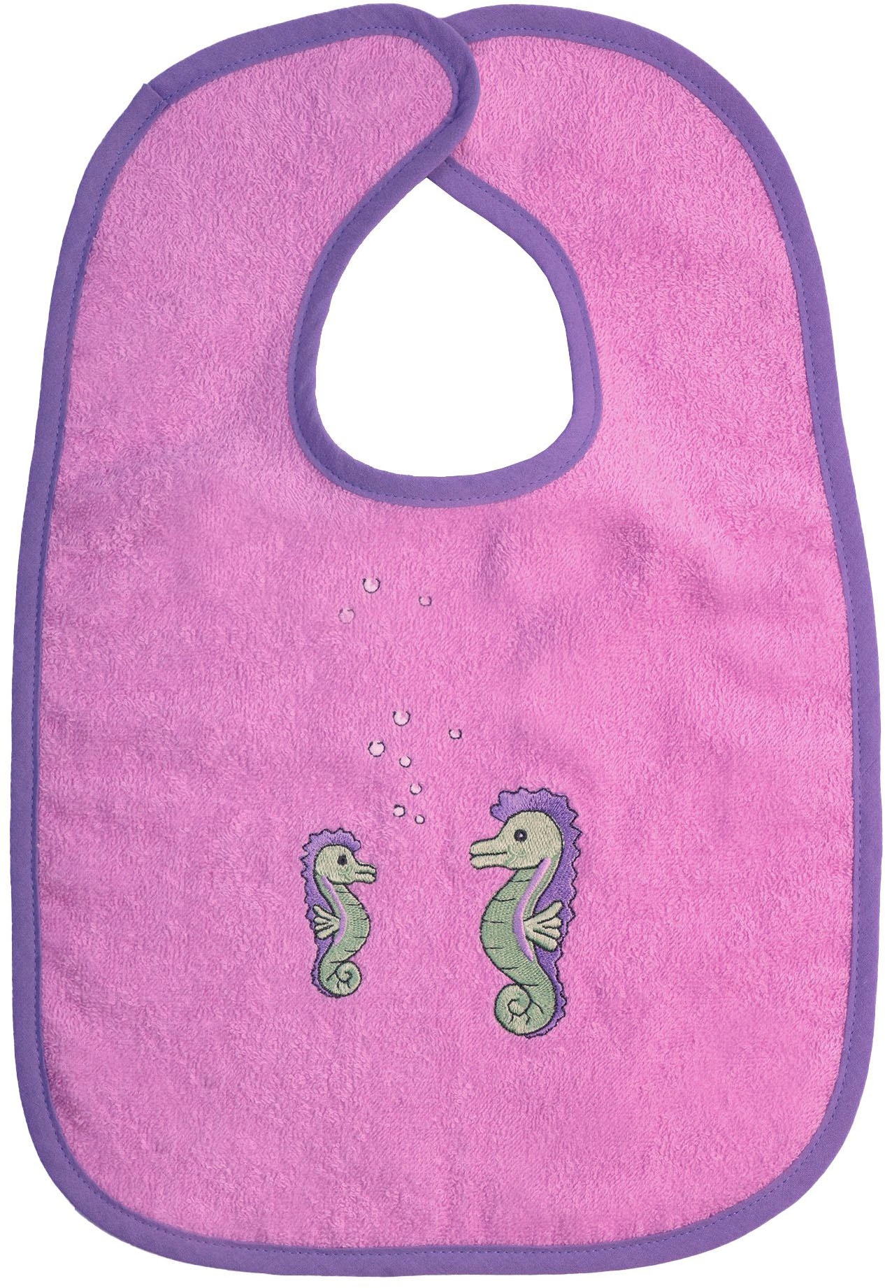 WÖRNER Baby Lätzchen "Seepferdchen Klettlatz", lila, Baumwolle, Lätzchen, mit Klettverschluss, maschinenwaschbar, trocknergeeignet