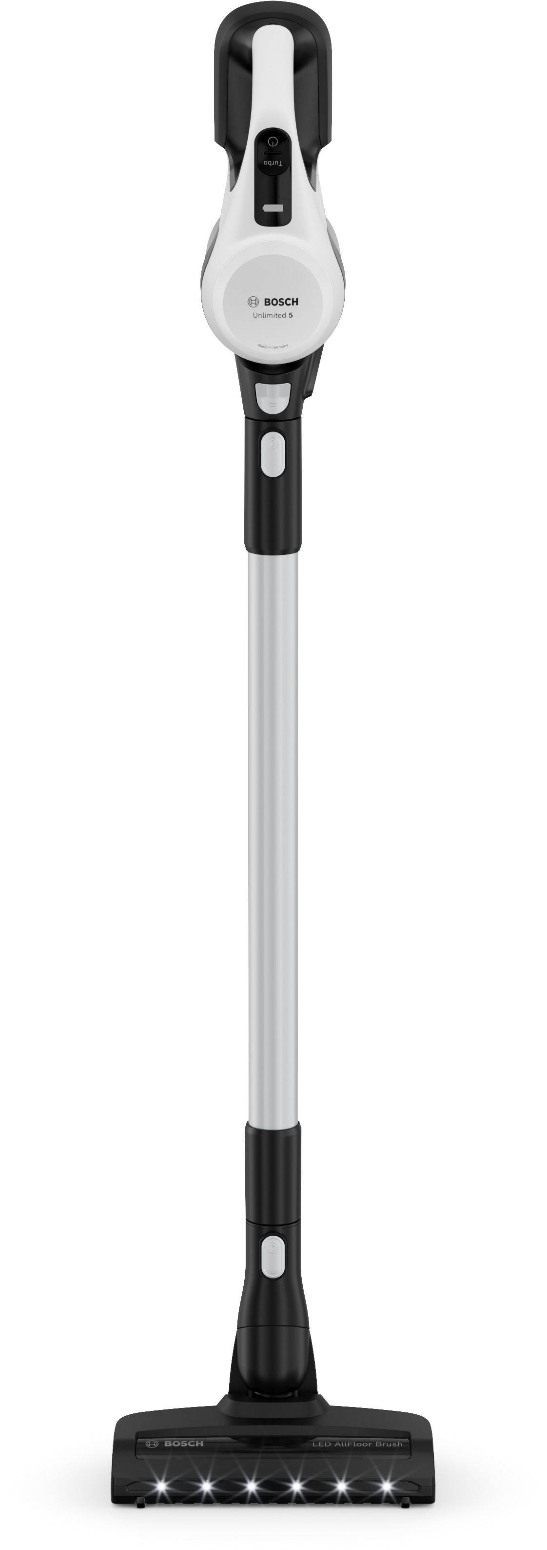 BOSCH Akku-Stielstaubsauger »Unlimited 5 BBU52WBA, LED-Düse, Made in Germany« starke Saugleistung, bis zu 50 Min. Laufzeit, Fugendüse, leicht, weiß