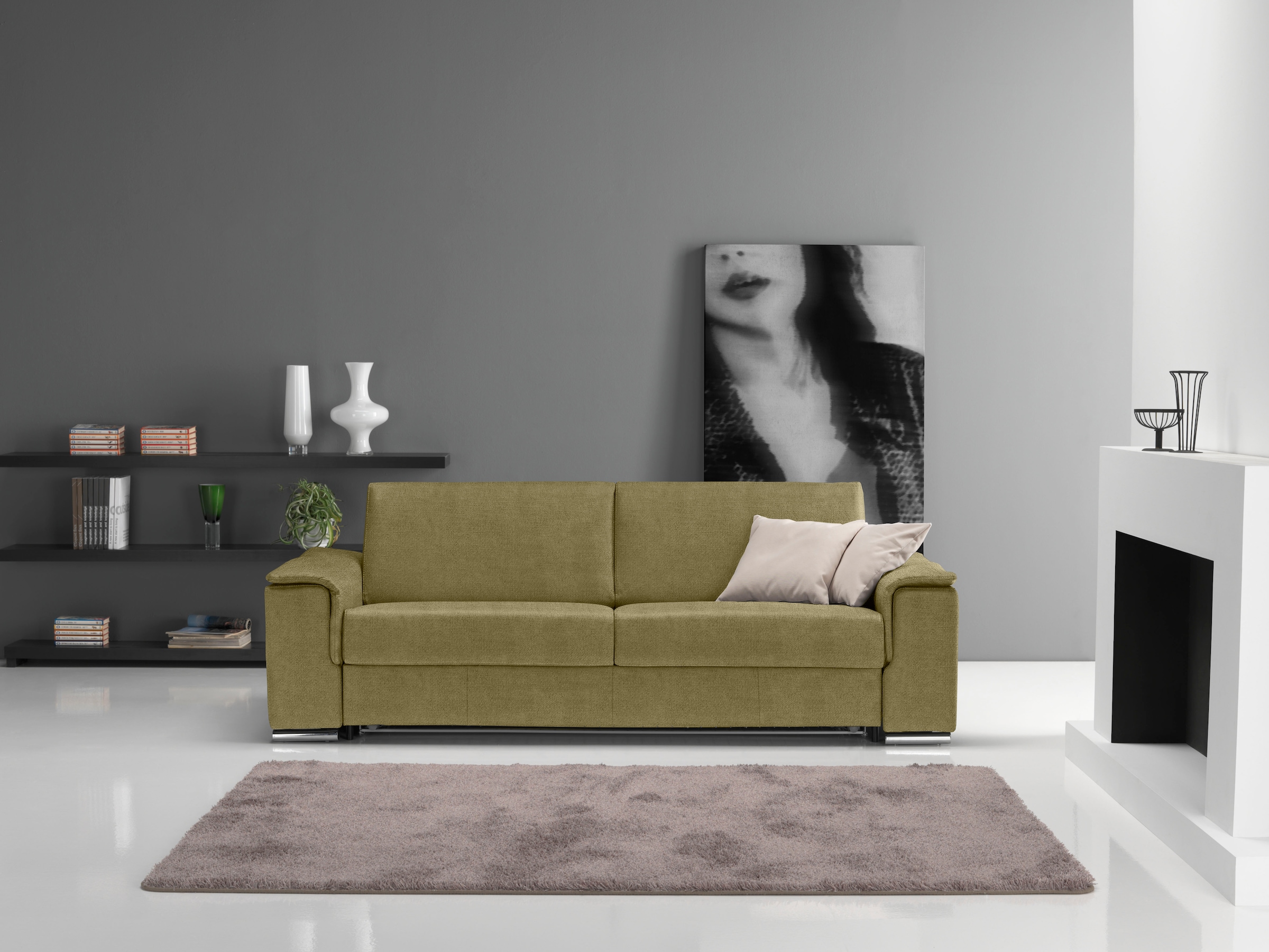 Egoitaliano Schlafsofa »Cecilia, modern & elegant, erstklassiger Sitzkomfort, Dauerschläfer«, inkl. Matratze und hochwertigem Metallbettrahmen, toller Schlafkomfort