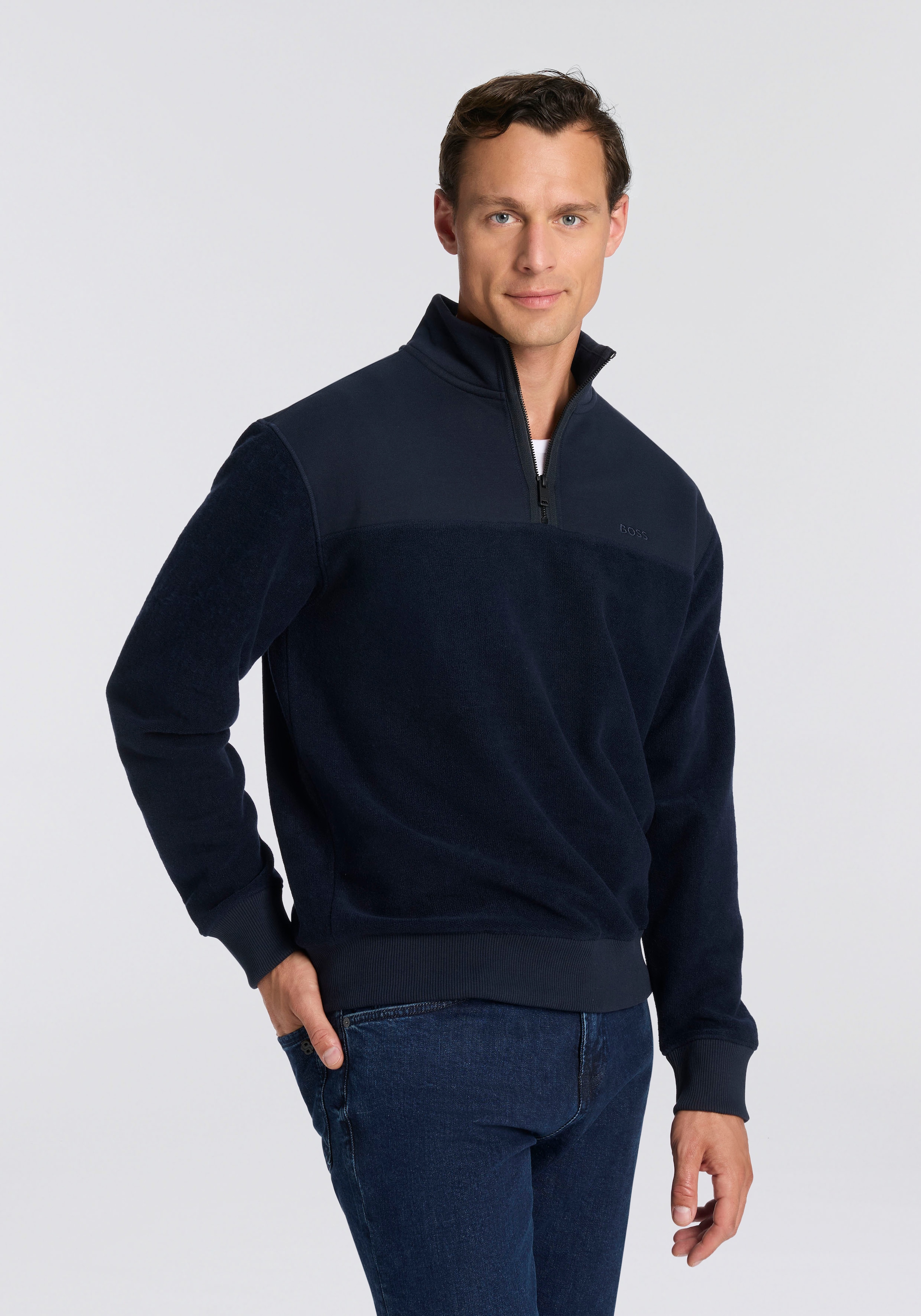 BOSS ORANGE Sweatshirt "Ze winterbrush" regular fit, mit Stehkragen und Rei günstig online kaufen