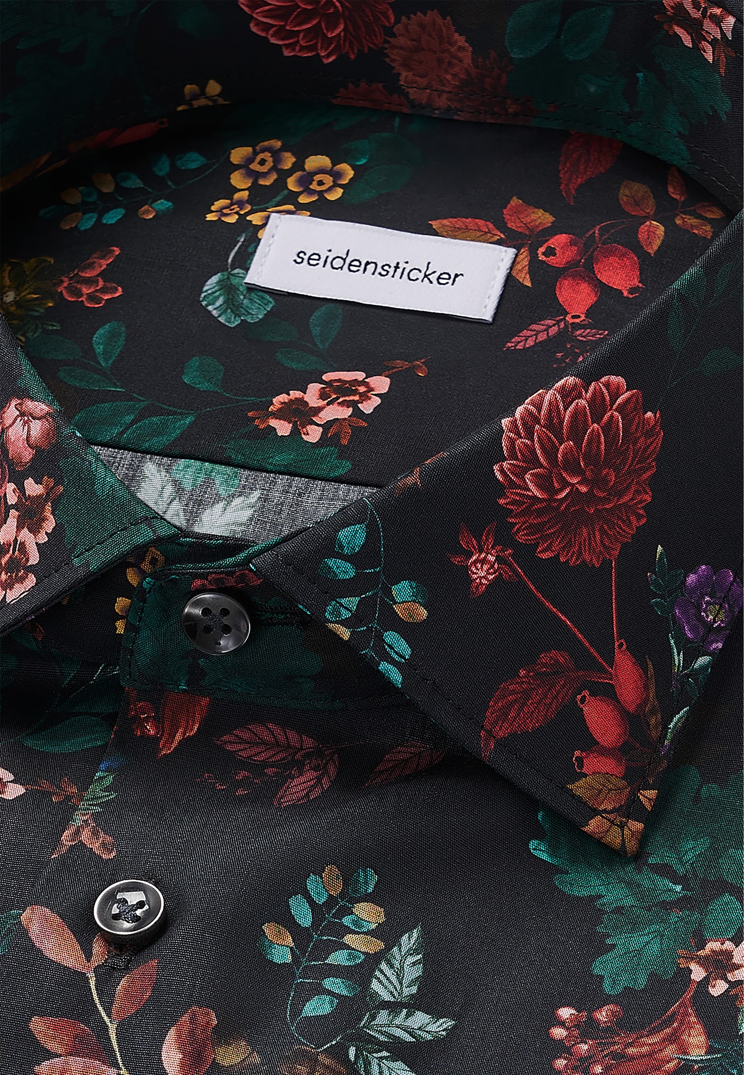 seidensticker Businesshemd »Schwarze Rose«, Slim 1/1 Kentkragen Geblümt