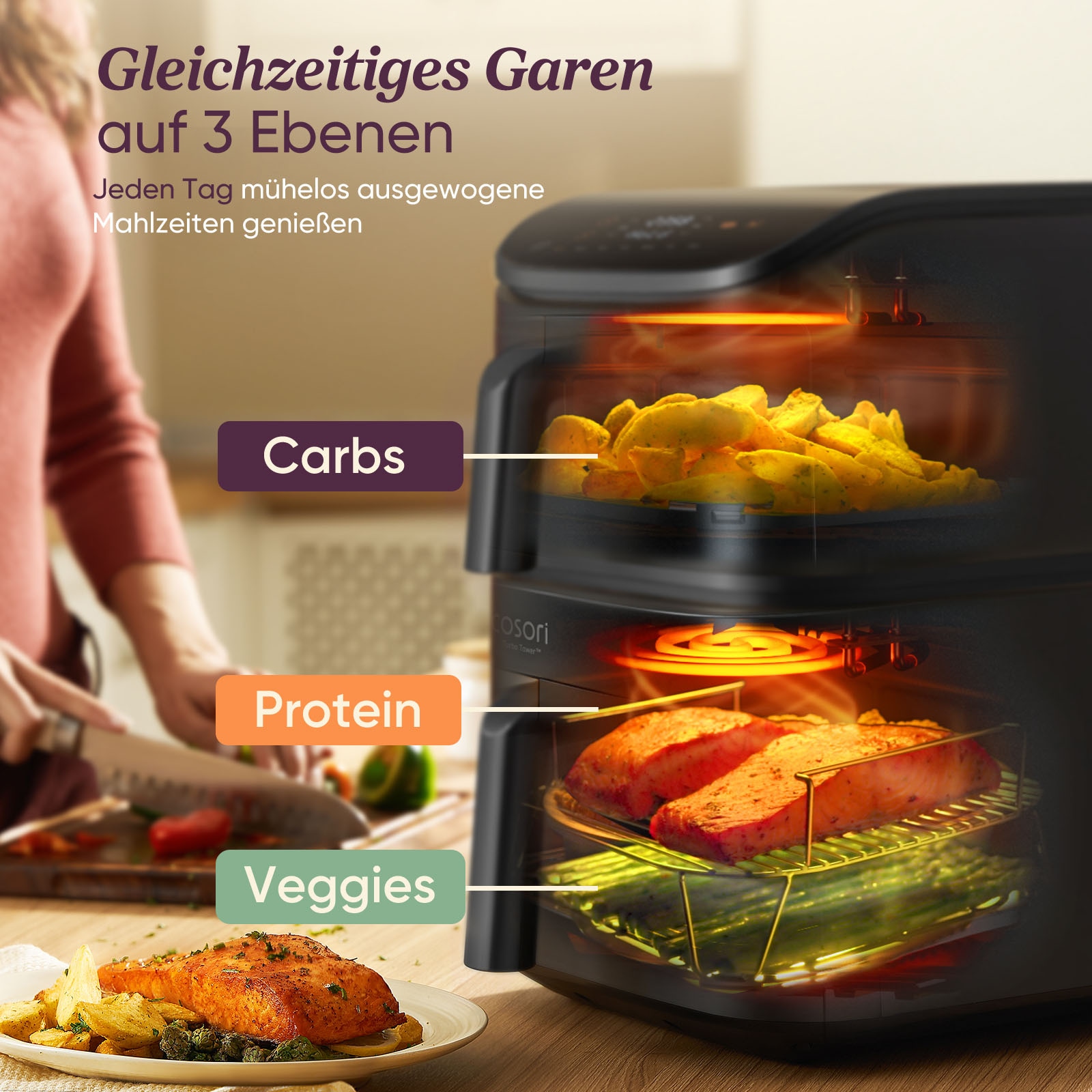 Cosori Heißluftfritteuse »CAF-DC121-AEUR« 2630 W