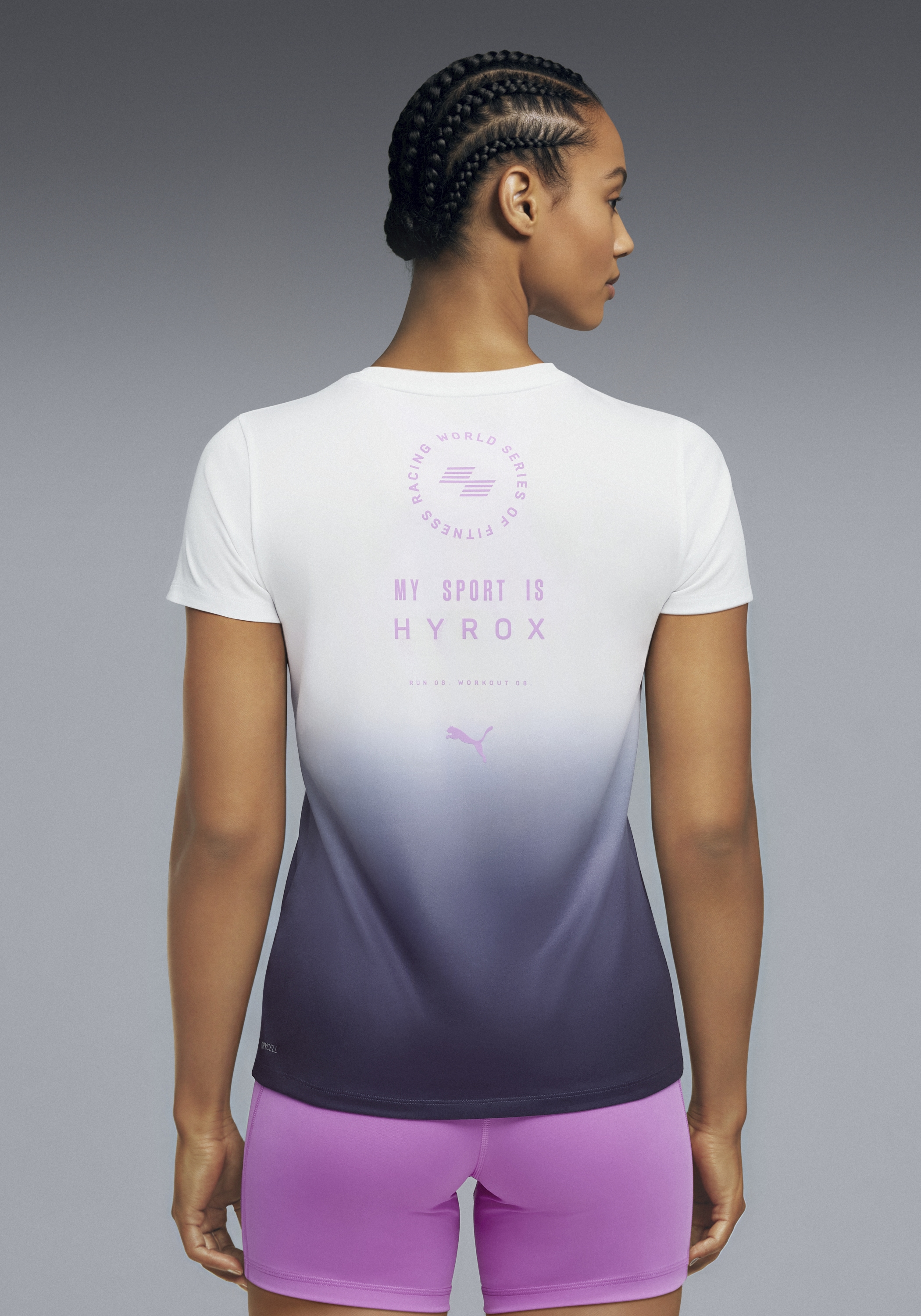 PUMA Trainingsshirt »W  X HYROX POLY GRAPHIC TEE« Regular Fit, kurze Ärmel, für Fitness, atmungsaktives Material