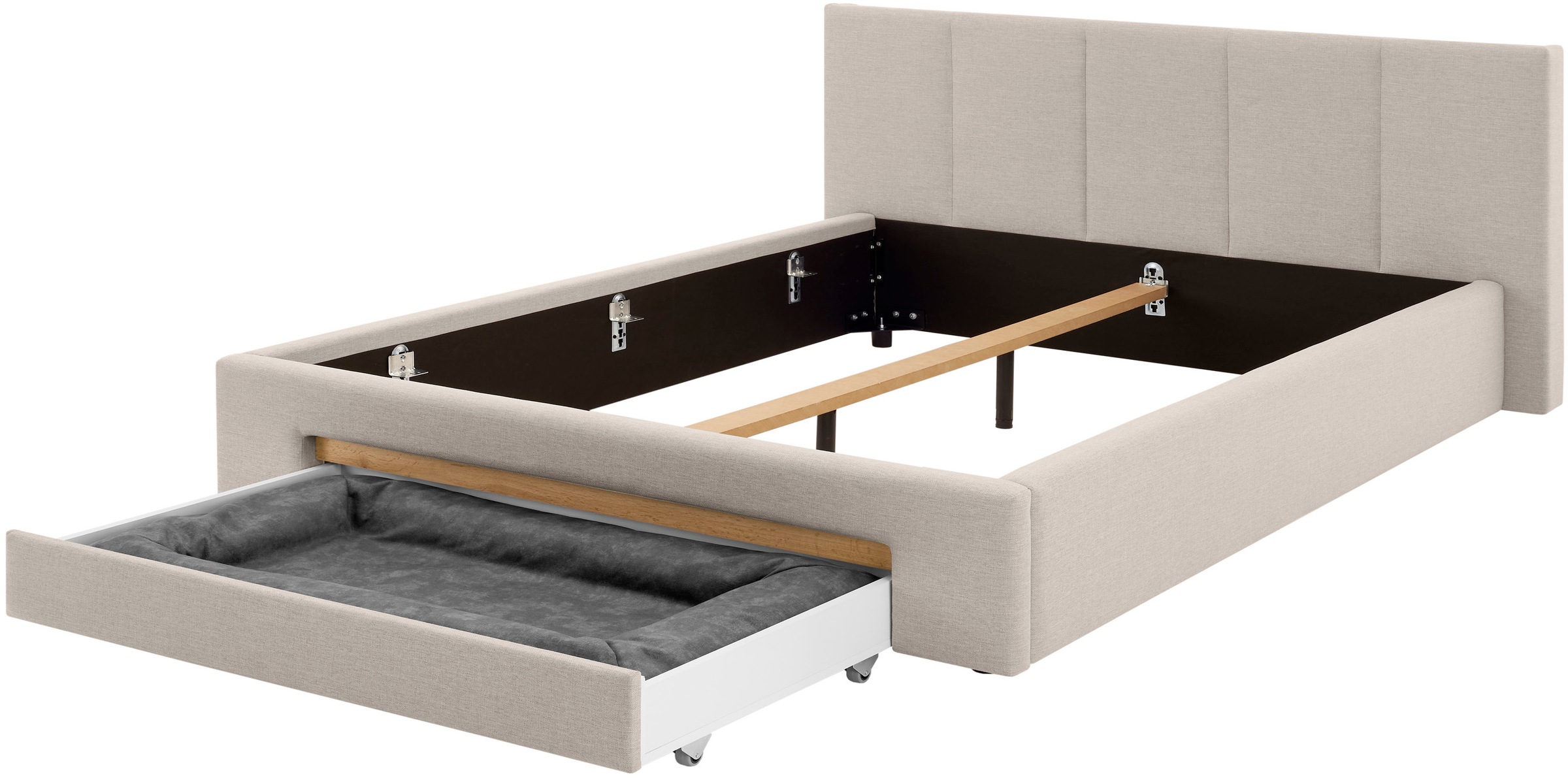 INOSIGN Polsterbett »CiTY/GiRON, Bettgestell mit Bettkasten, gepolstertes Stauraumbett«, mit Hundebett oder Stauraumschublade, Bezug Cord-oder Leinenoptik