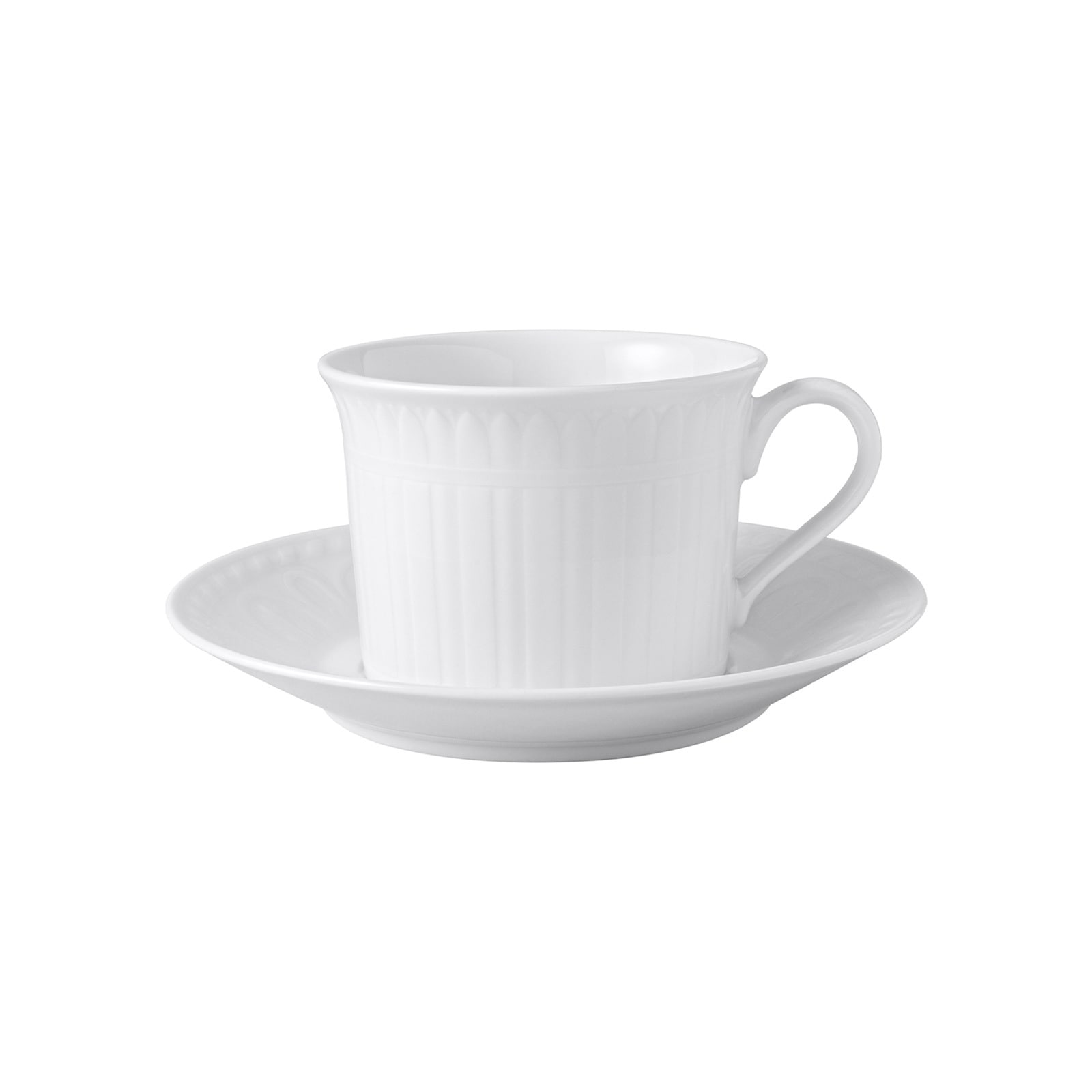 Villeroy & Boch Tasse "Cappuccino Tasse mit Untertasse Cellini 350 ml 2er Set weiß" Spülmaschinengeeignet, Mikrowellenfest