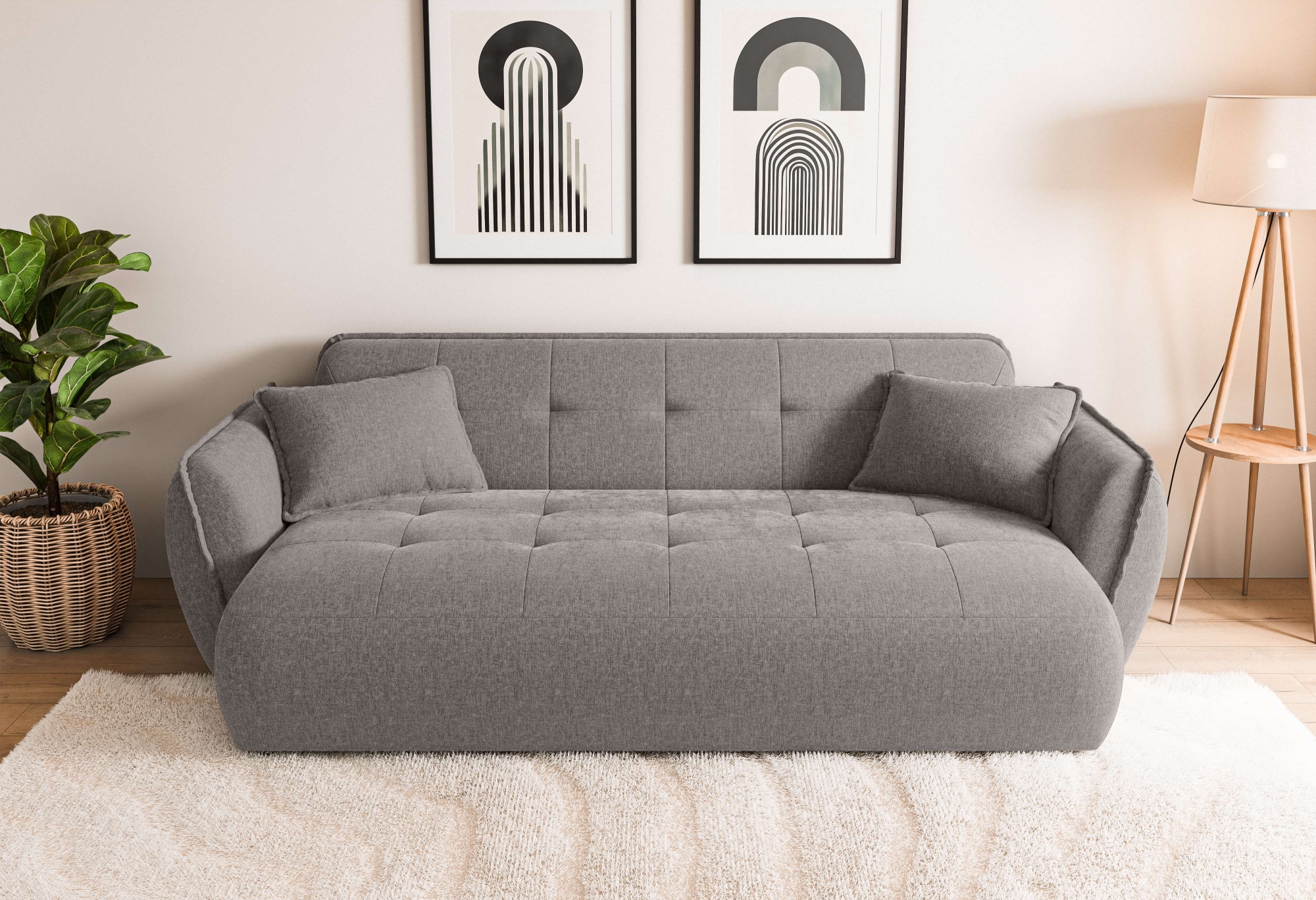 Home affaire Big-Sofa "MIRELDA Design-Sofa mit Steppungen, hoher Sitzkomfort, Breite 251 cm" Sitztiefe 82,5 cm, elegant und bequem, Zierkissen, belastbar bis 480kg
