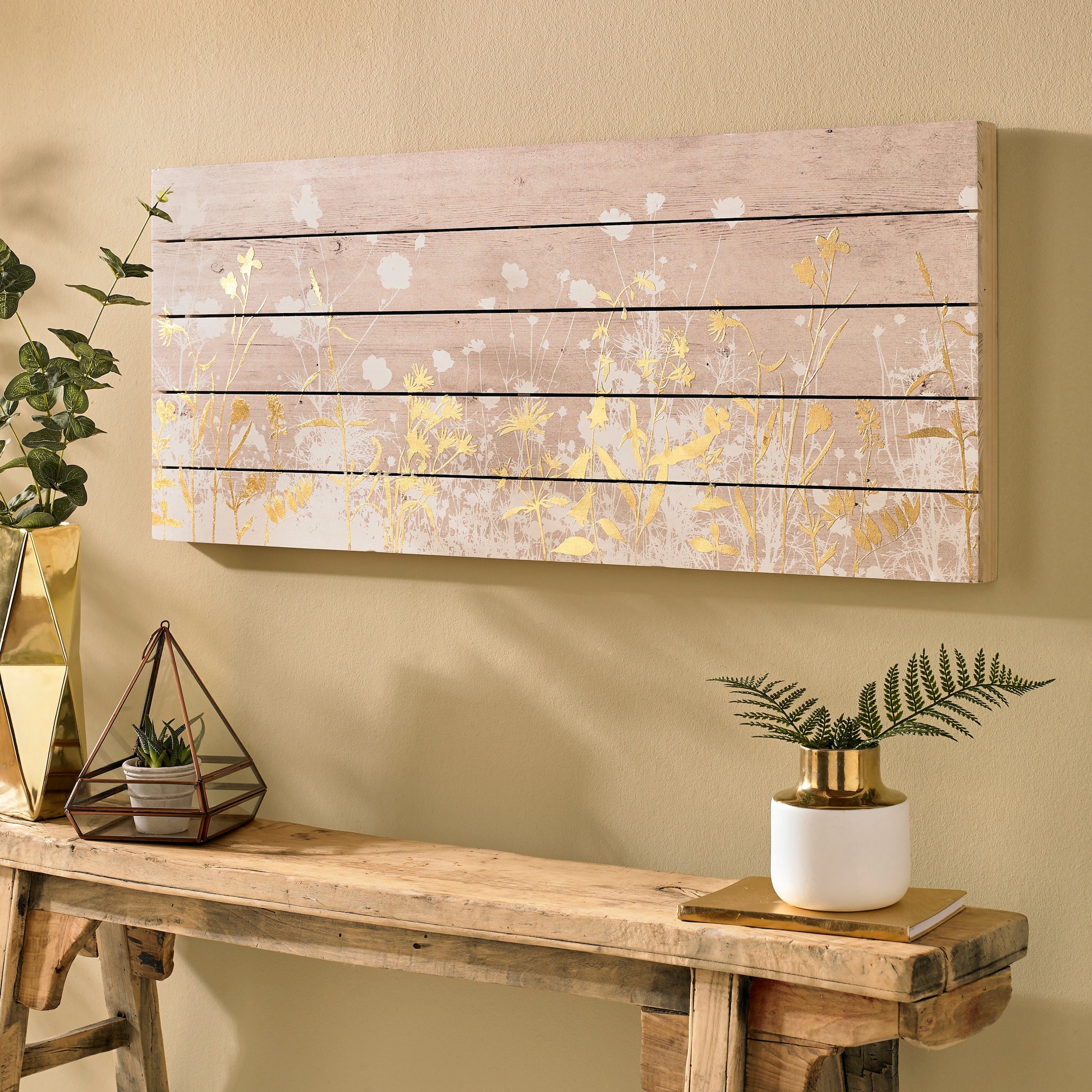 Wiesen Art Wildblumen«, mit und | kaufen Holzbild the for & Goldverzierungen BAUR »Gräser Bäume, home